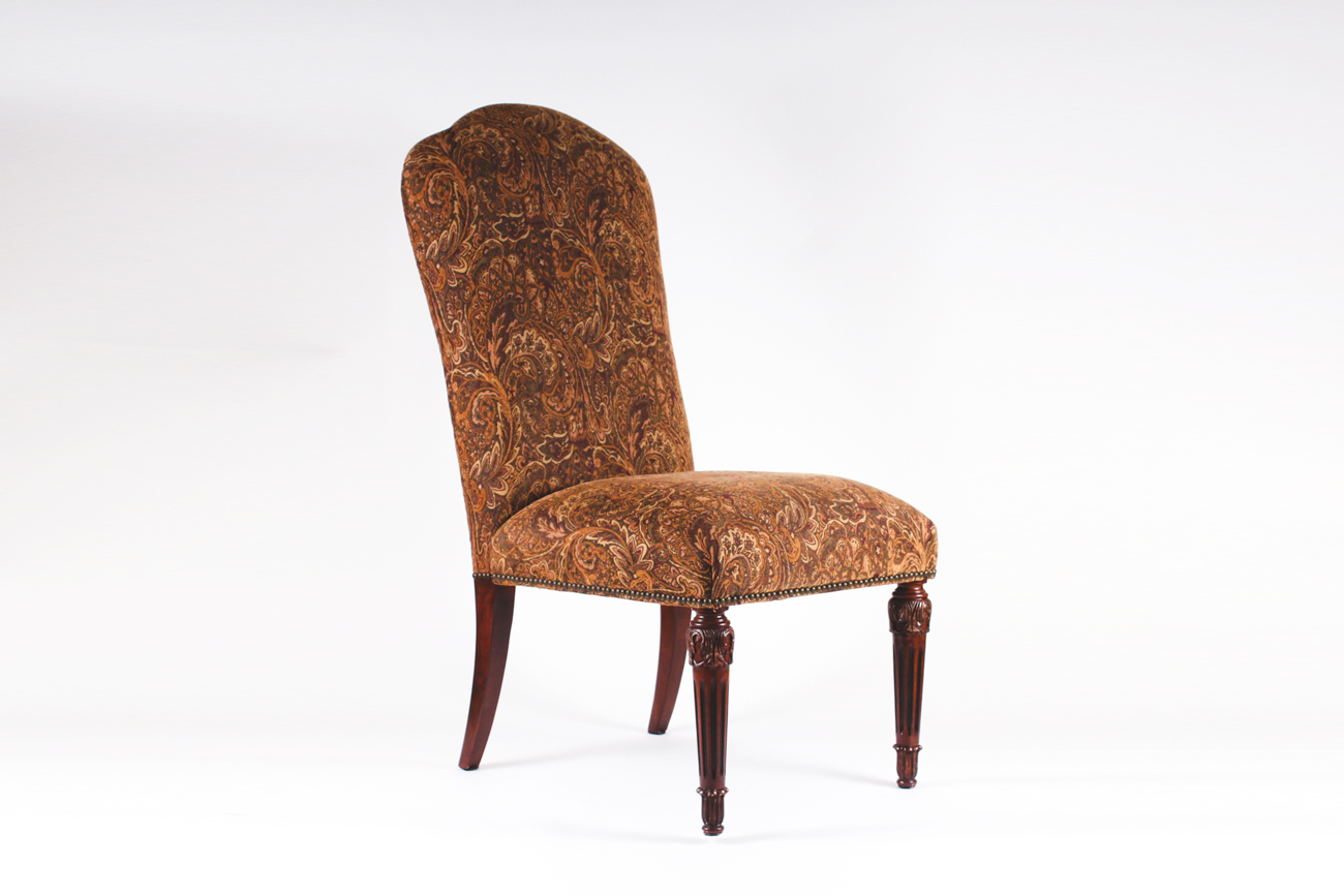 Set of Eight Paisley Pattern Upholstered Dining Chairs