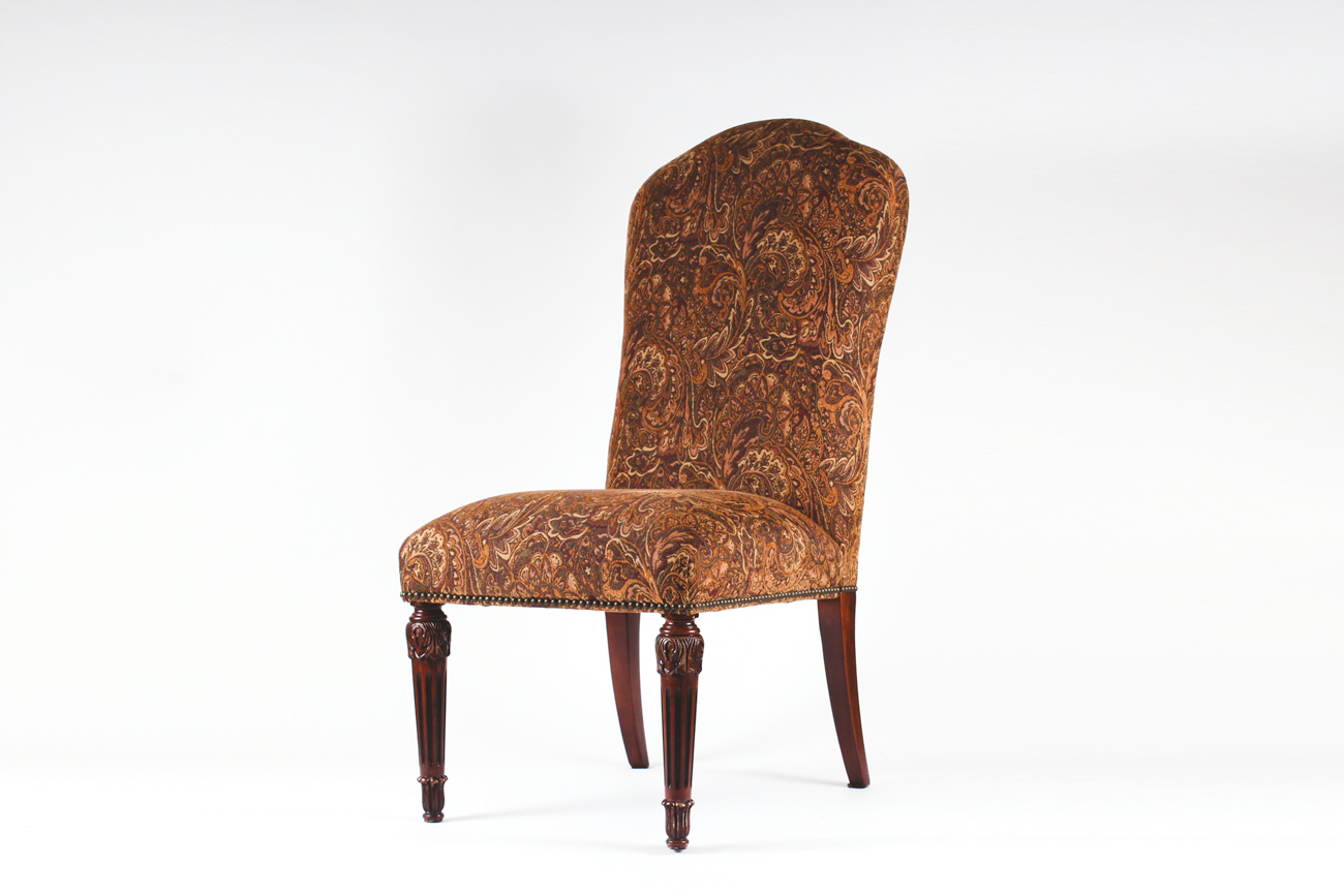 Set of Eight Paisley Pattern Upholstered Dining Chairs