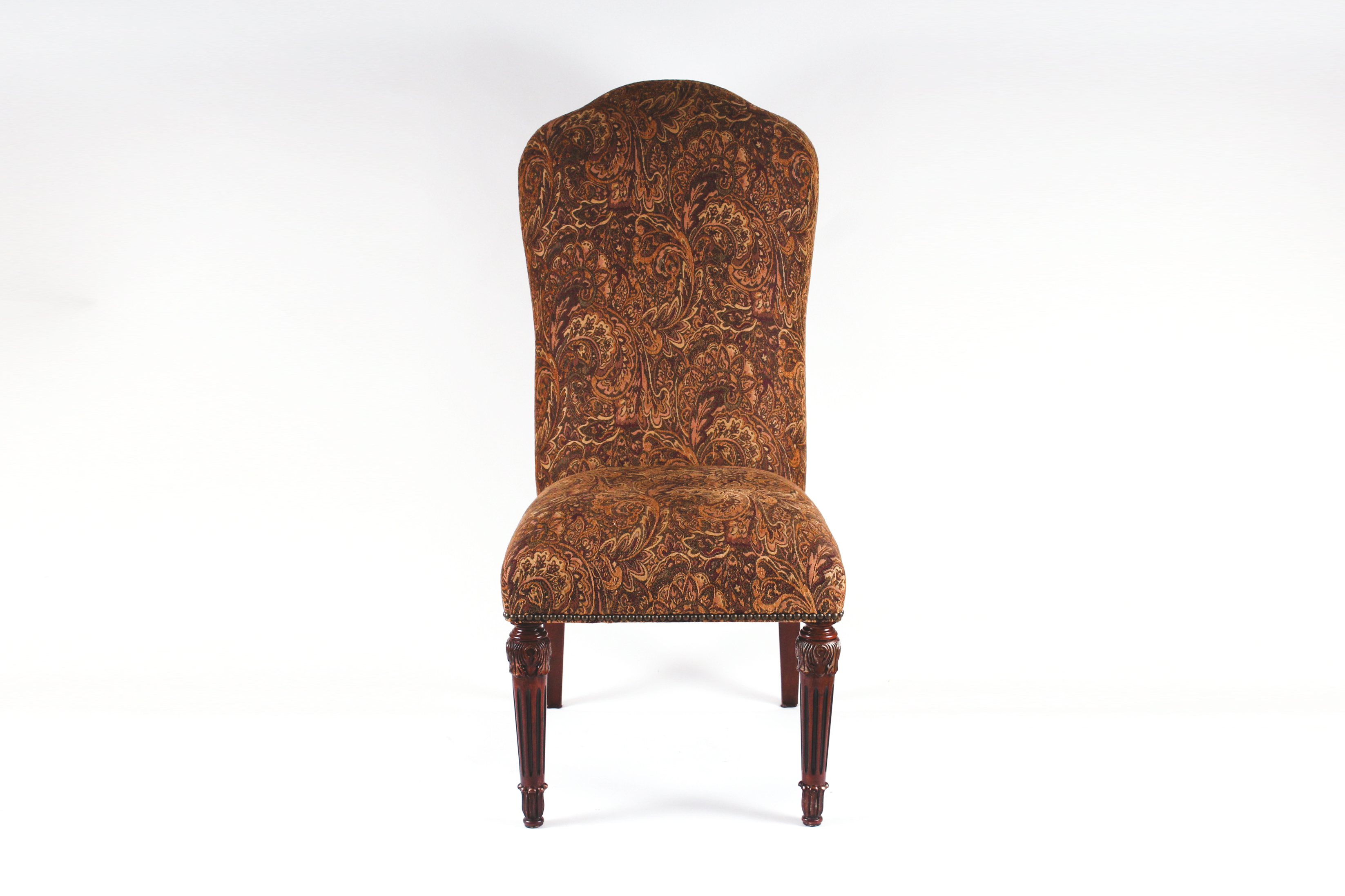Set of Eight Paisley Pattern Upholstered Dining Chairs