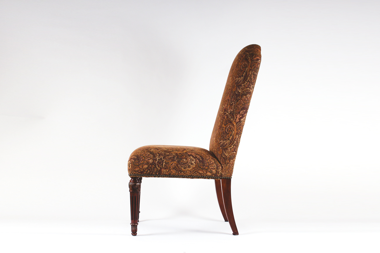 Set of Eight Paisley Pattern Upholstered Dining Chairs