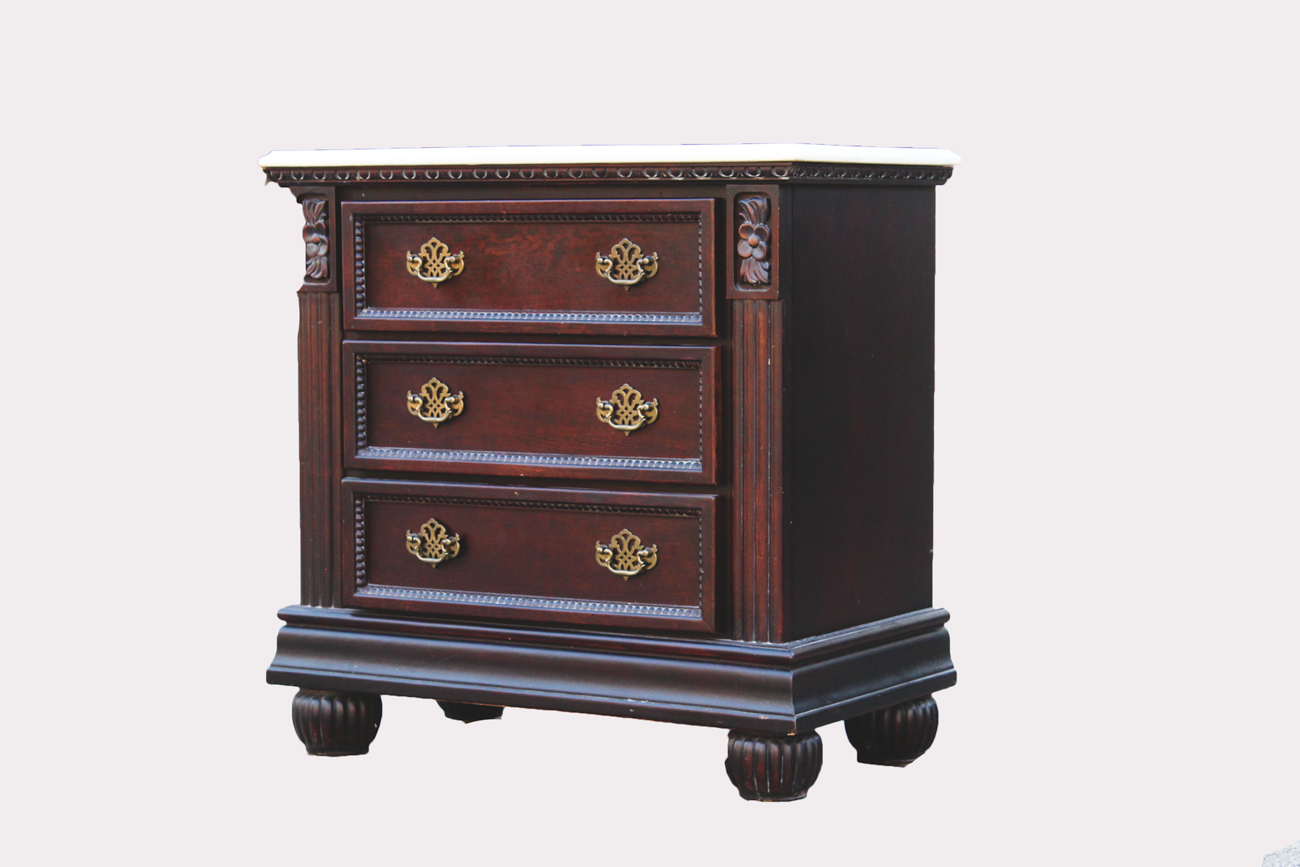 Collezione Europa White Marble Top End Table