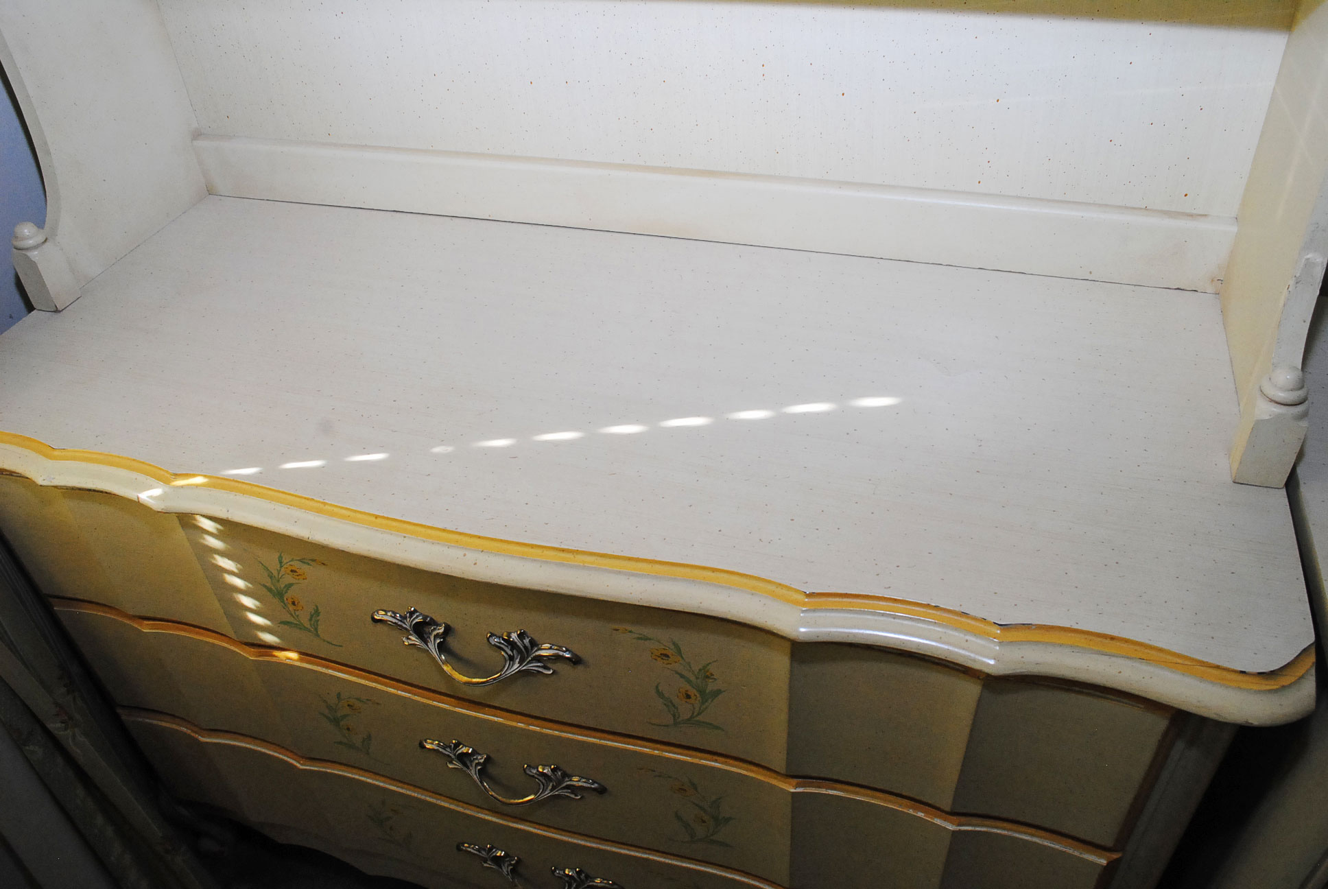 Painted French Provincial Chest With Bookcase and Desk With Chair by Broyhill