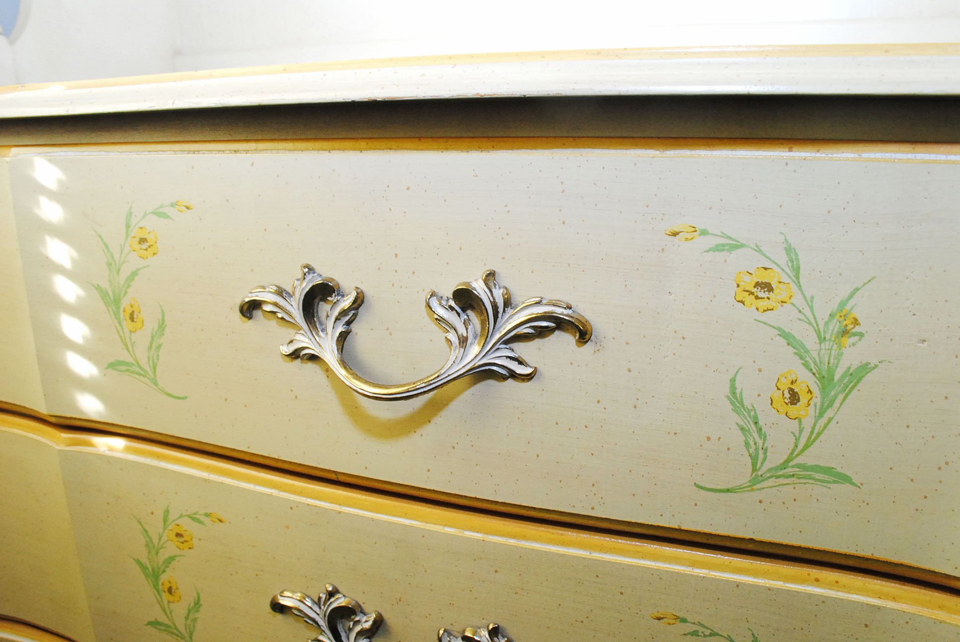 Painted French Provincial Chest With Bookcase and Desk With Chair by Broyhill