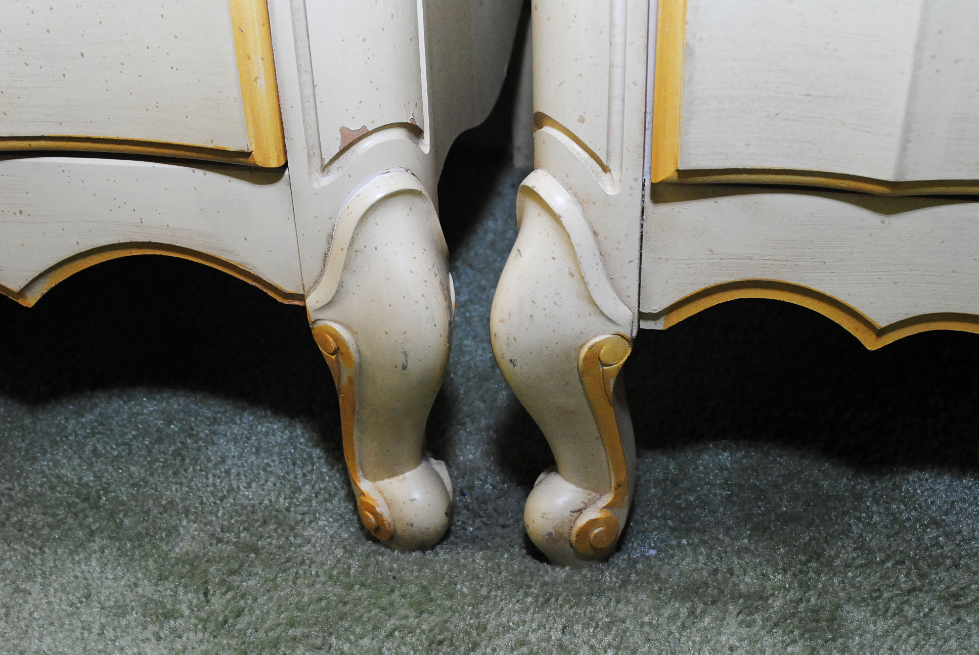 Painted French Provincial Chest With Bookcase and Desk With Chair by Broyhill