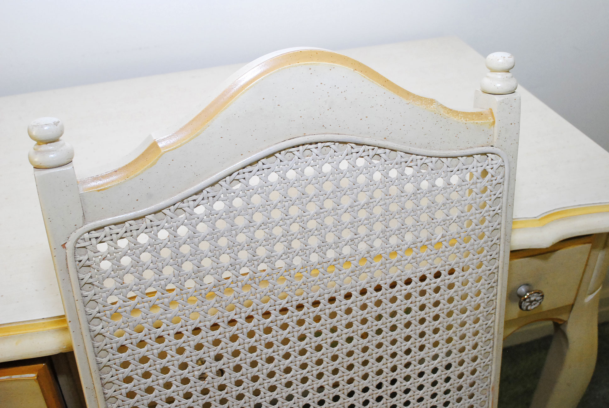 Painted French Provincial Chest With Bookcase and Desk With Chair by Broyhill