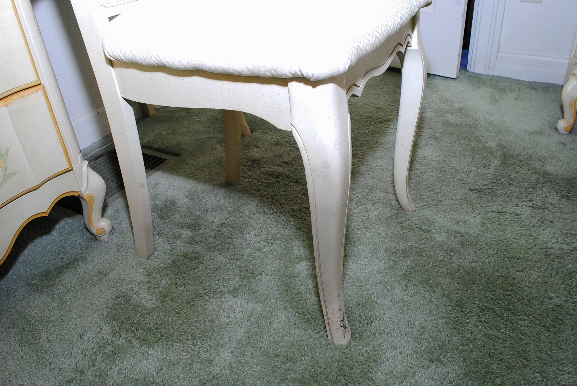 Painted French Provincial Chest With Bookcase and Desk With Chair by Broyhill