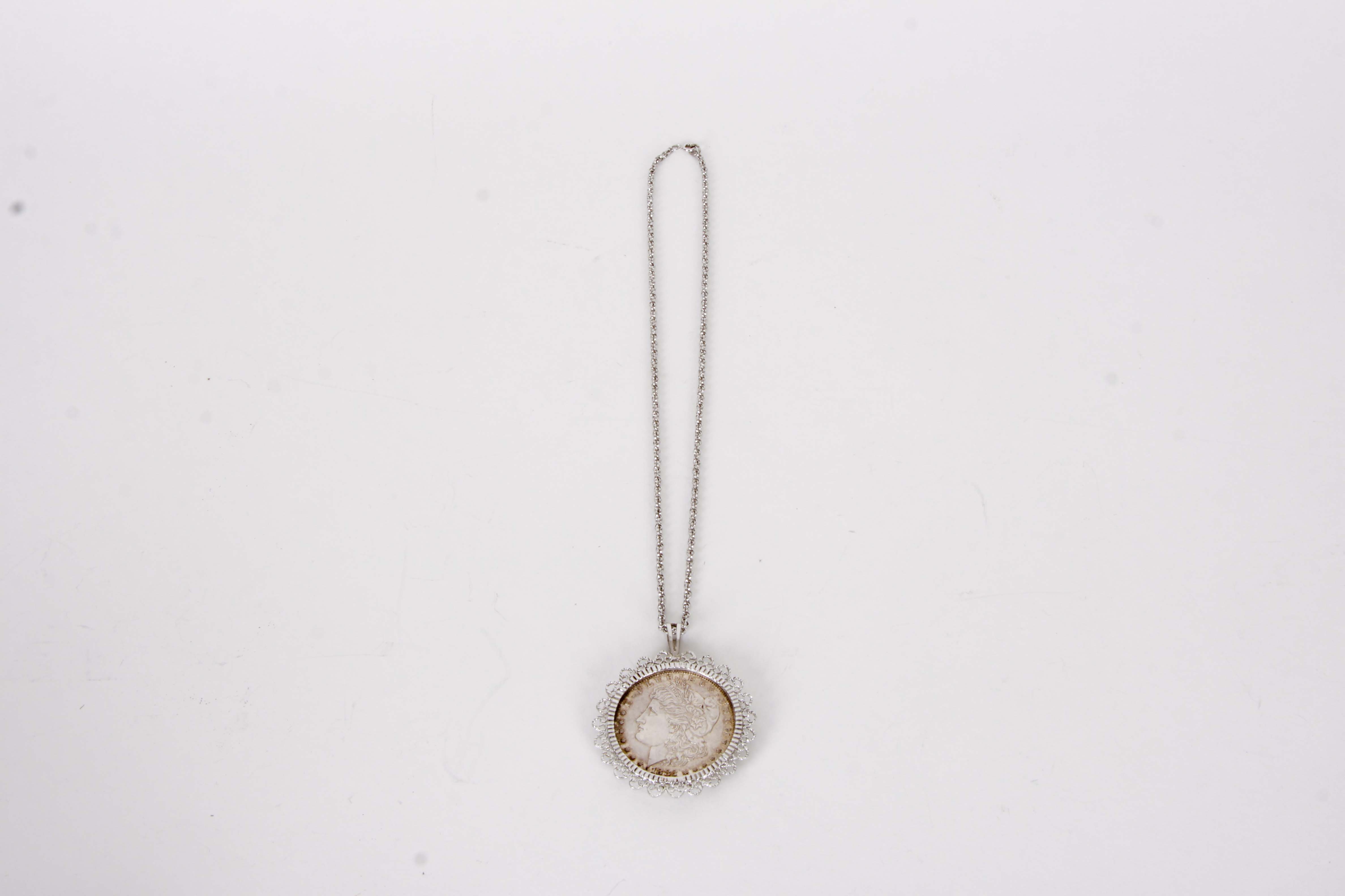 Sterling Silver Coin Bracelet and Pendant Necklace
