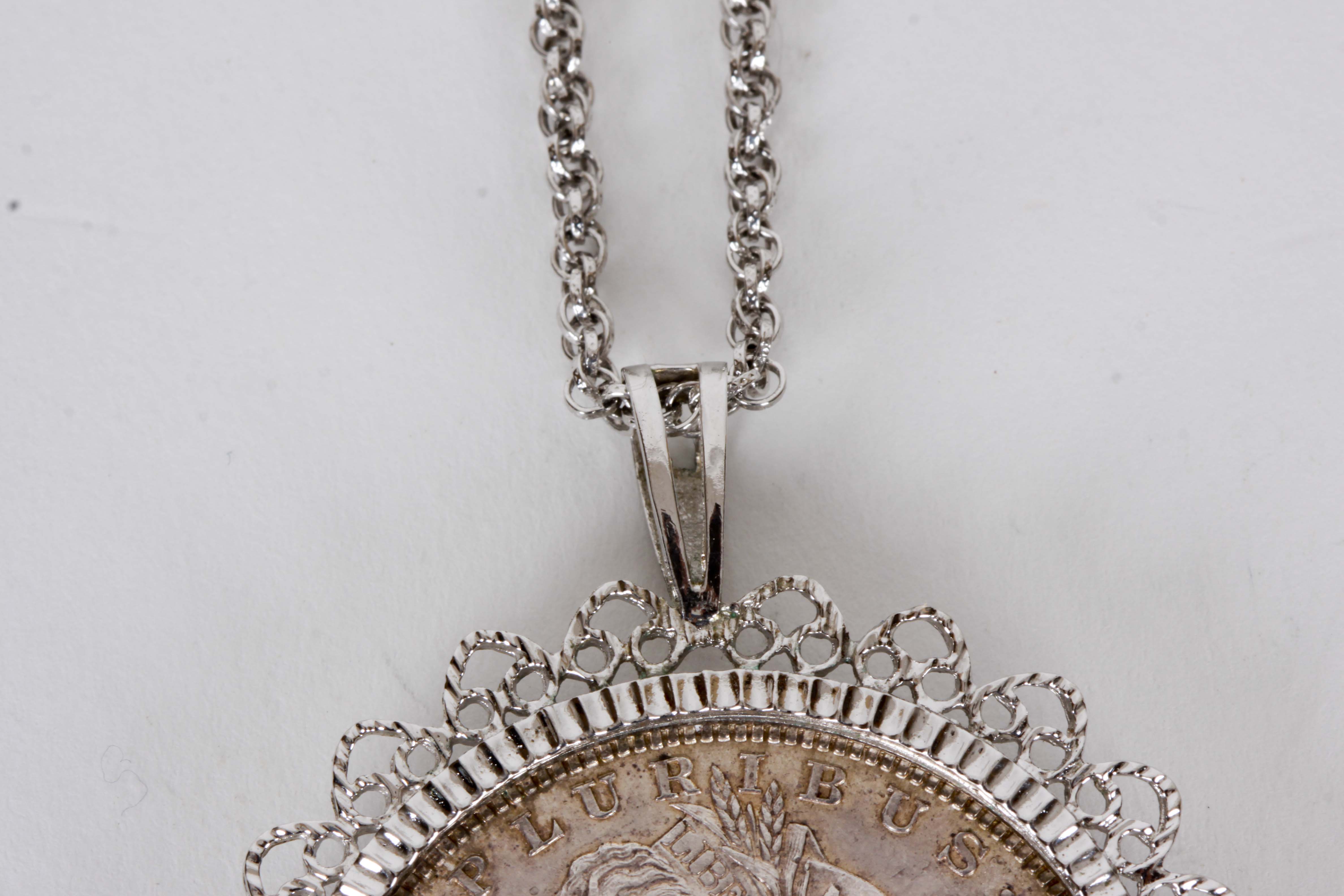 Sterling Silver Coin Bracelet and Pendant Necklace