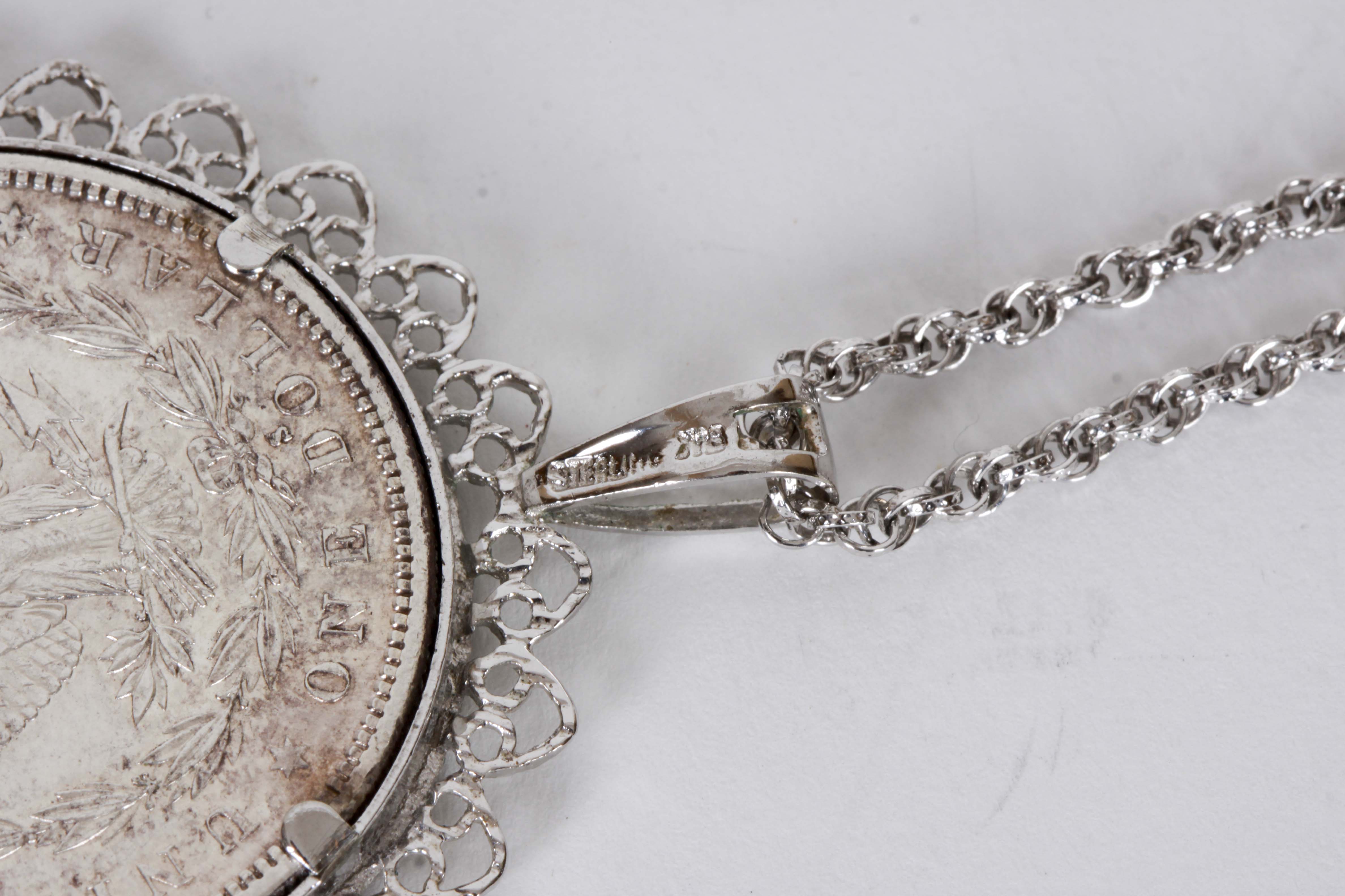 Sterling Silver Coin Bracelet and Pendant Necklace