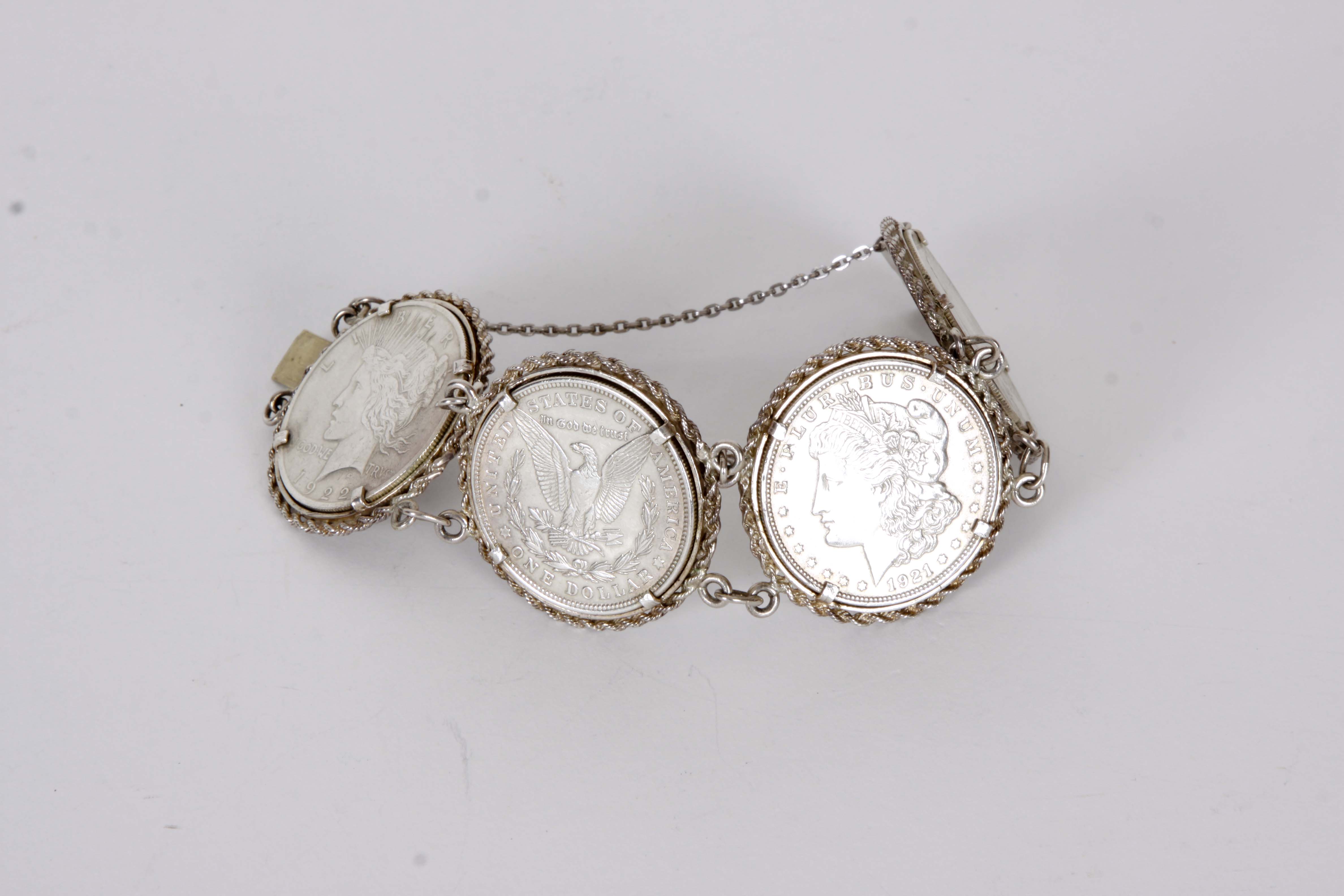 Sterling Silver Coin Bracelet and Pendant Necklace