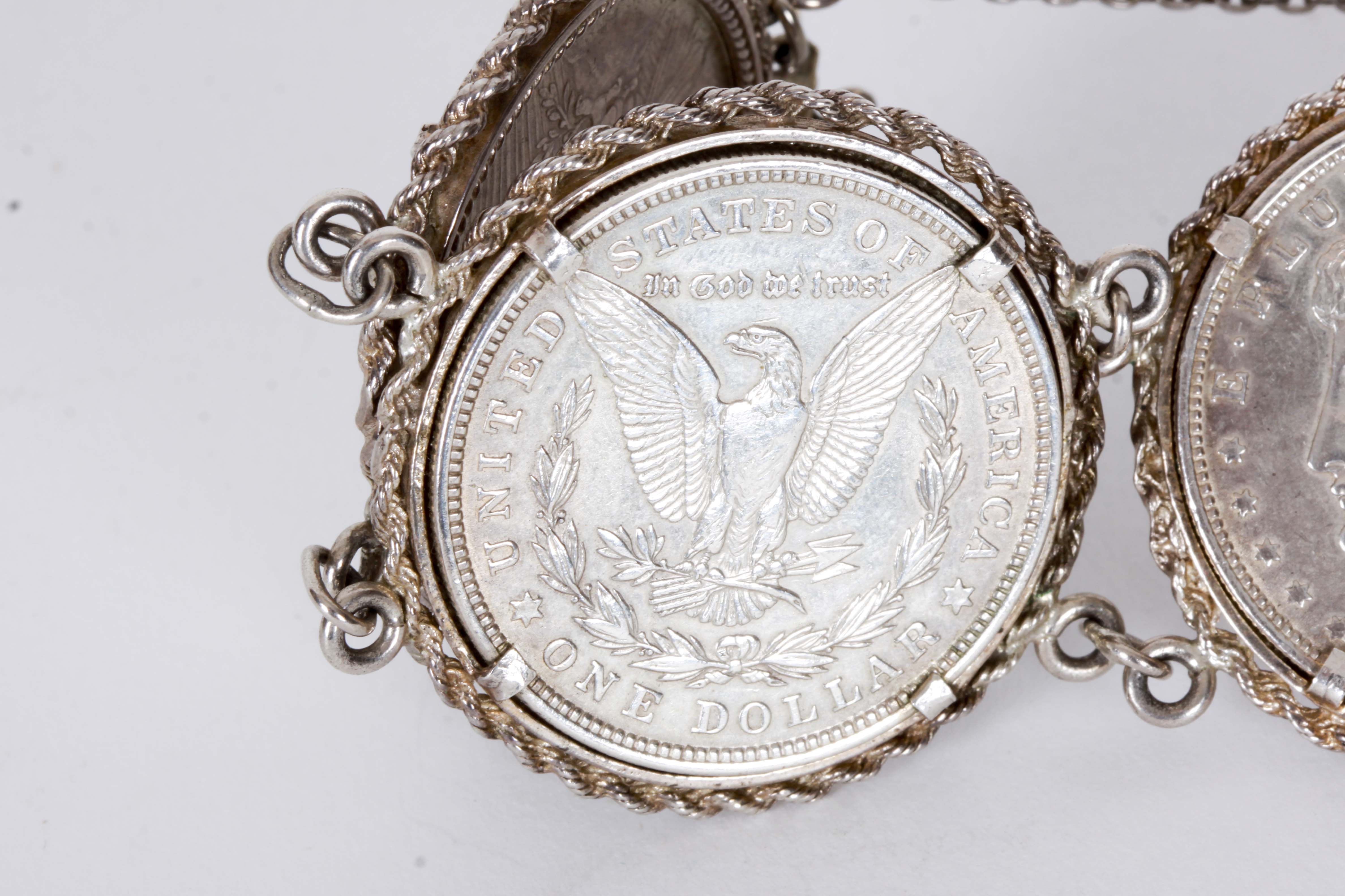 Sterling Silver Coin Bracelet and Pendant Necklace