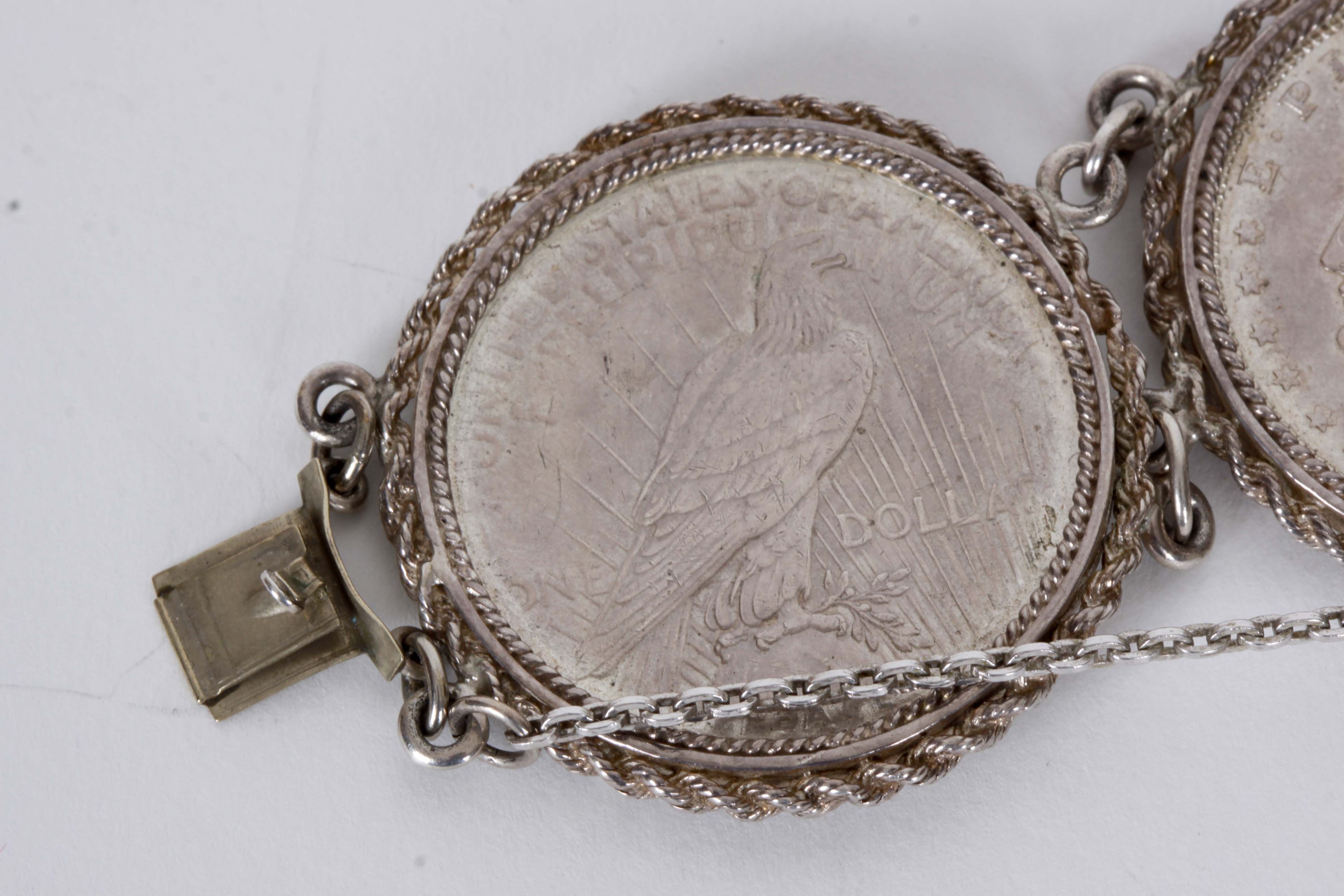 Sterling Silver Coin Bracelet and Pendant Necklace