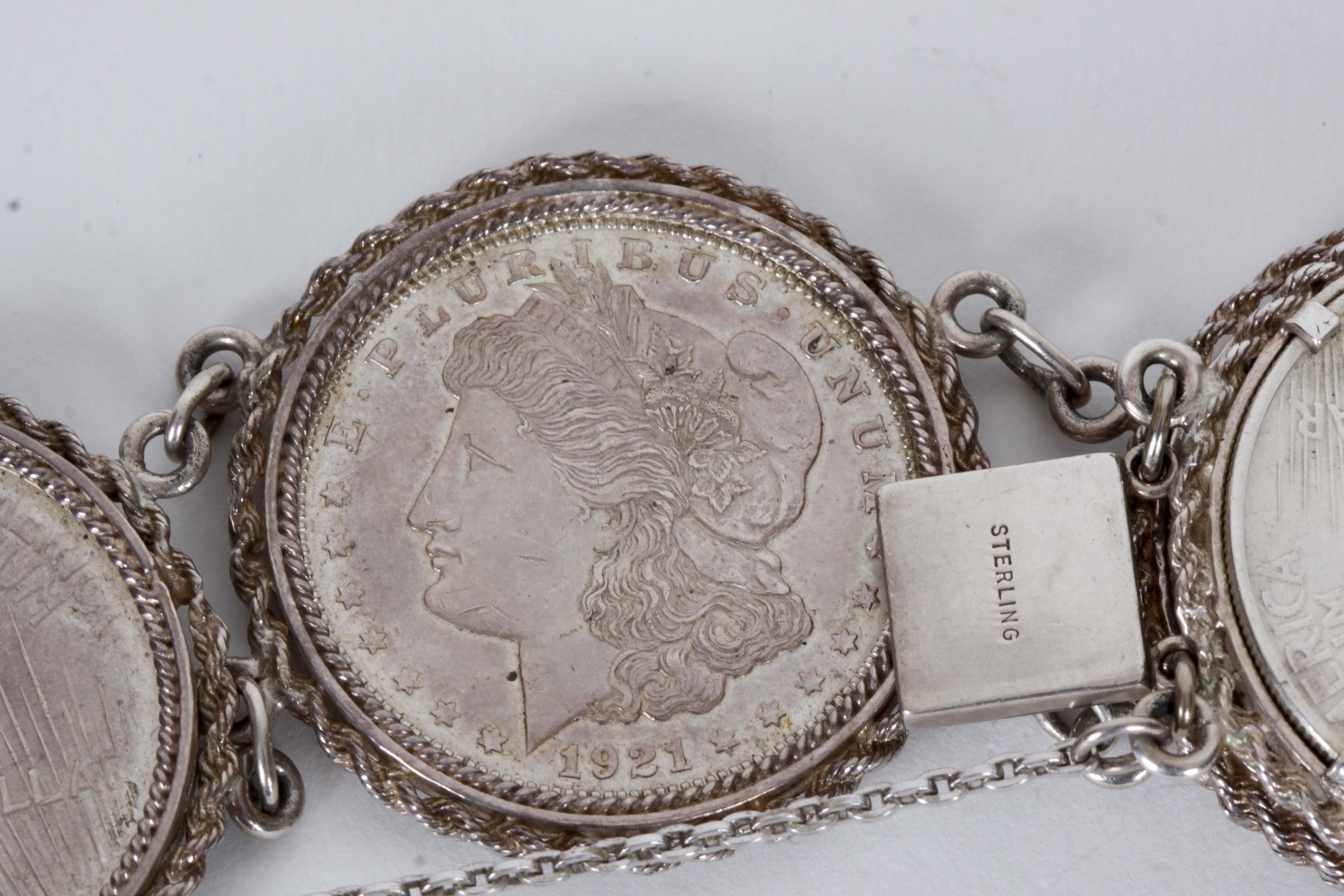 Sterling Silver Coin Bracelet and Pendant Necklace