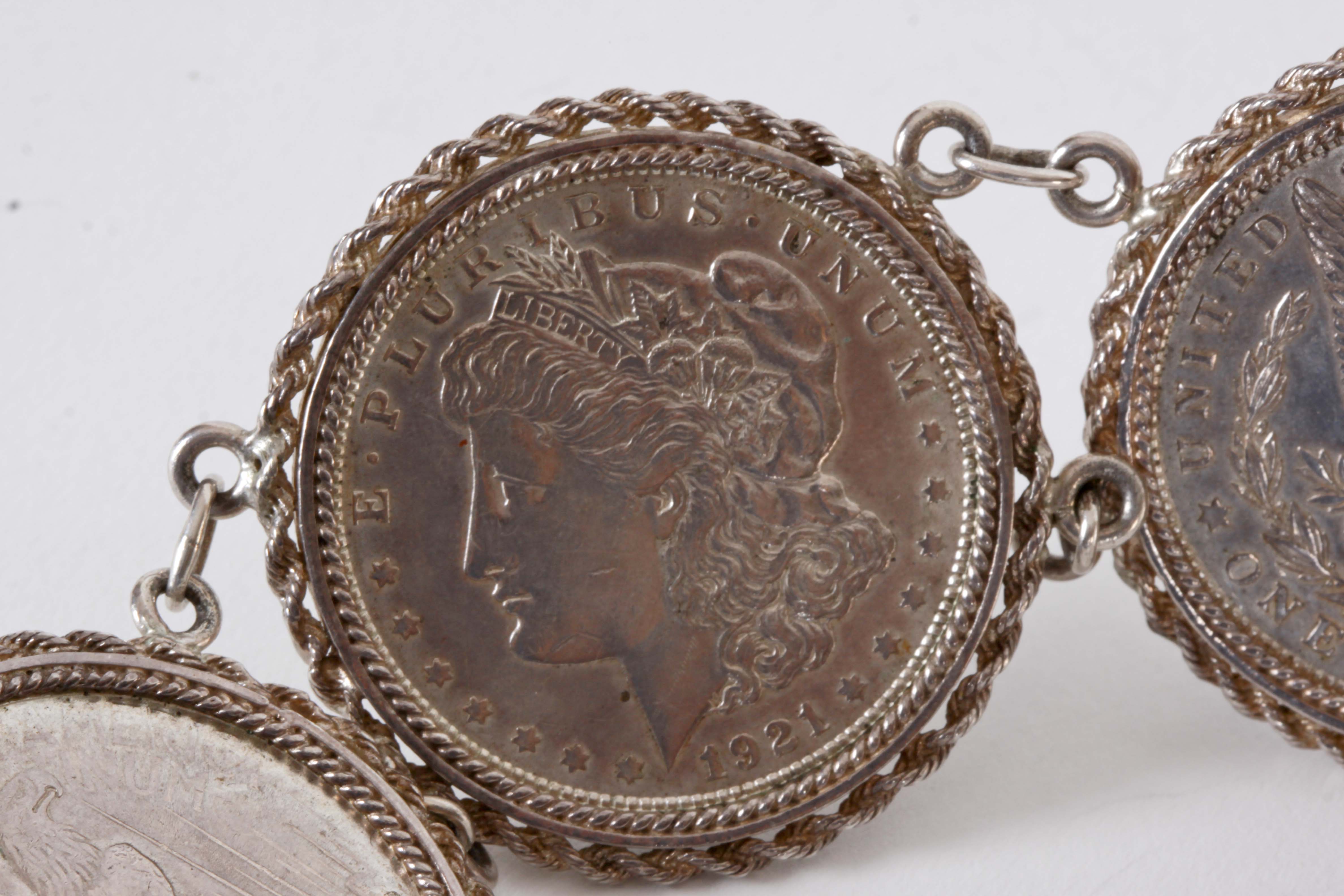 Sterling Silver Coin Bracelet and Pendant Necklace