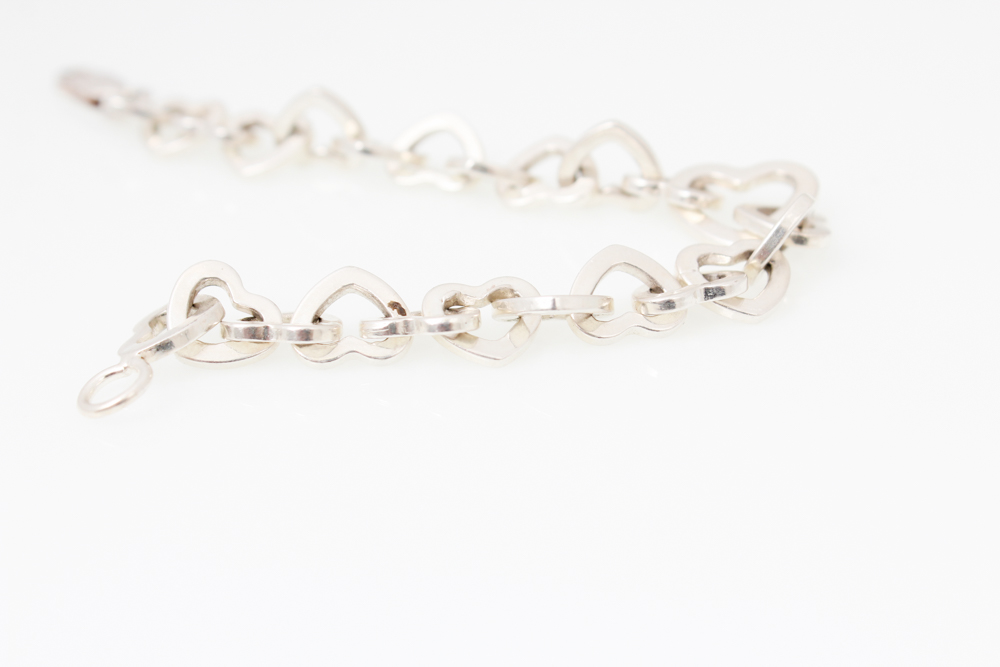 Sterling Silver Heart Link Bracelet