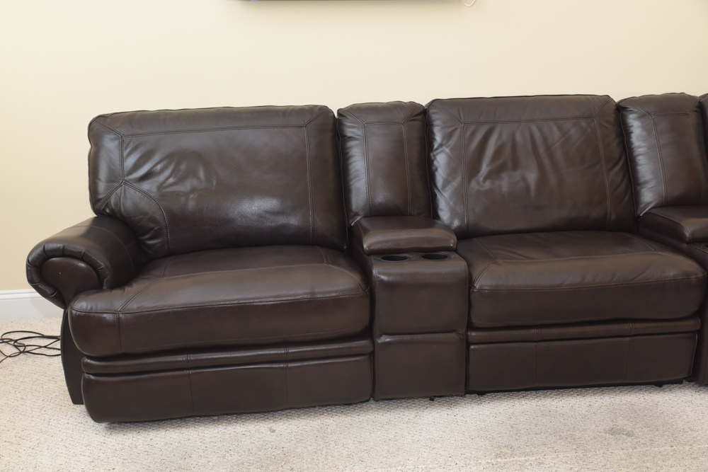 Brown Leather Sectional Sofa by Havertys Furniture