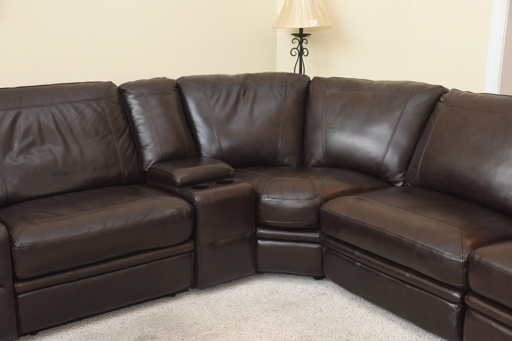 Brown Leather Sectional Sofa by Havertys Furniture