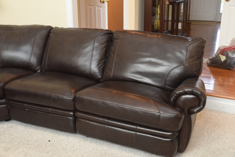 Brown Leather Sectional Sofa by Havertys Furniture