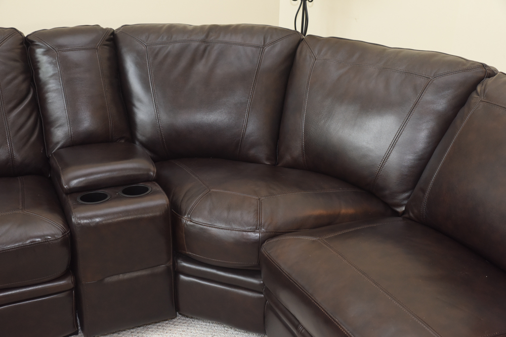 Brown Leather Sectional Sofa by Havertys Furniture