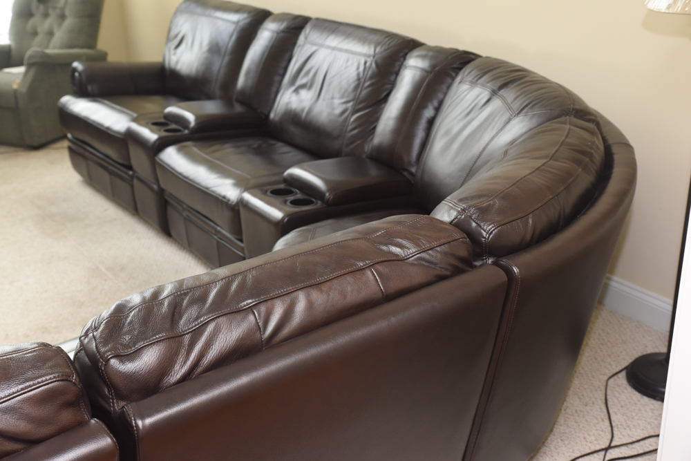 Brown Leather Sectional Sofa by Havertys Furniture