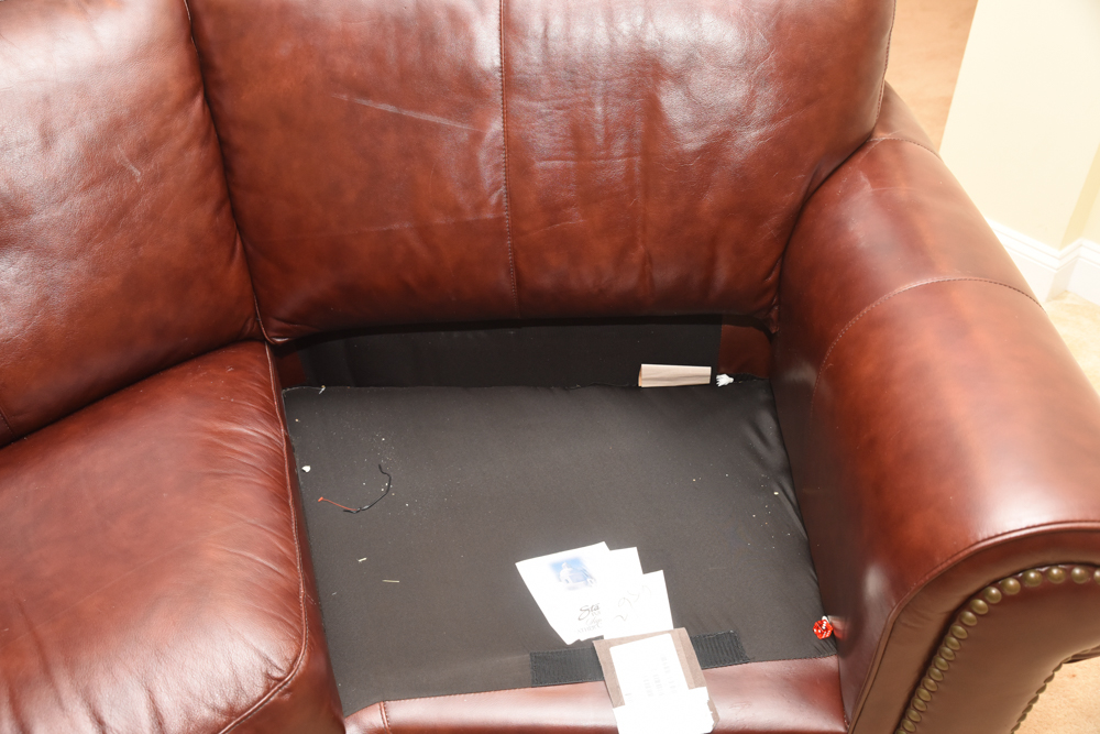 Brown Leather Curved Sectional Sofa with Ottoman by Star Furniture