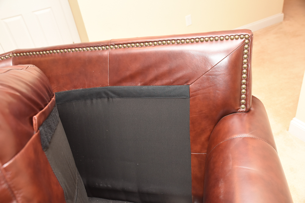 Brown Leather Curved Sectional Sofa with Ottoman by Star Furniture