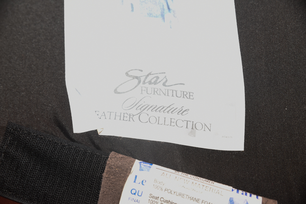 Brown Leather Curved Sectional Sofa with Ottoman by Star Furniture