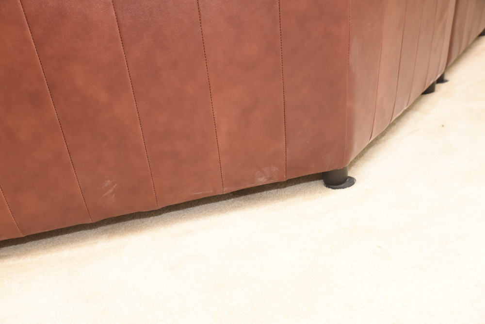 Brown Leather Curved Sectional Sofa with Ottoman by Star Furniture