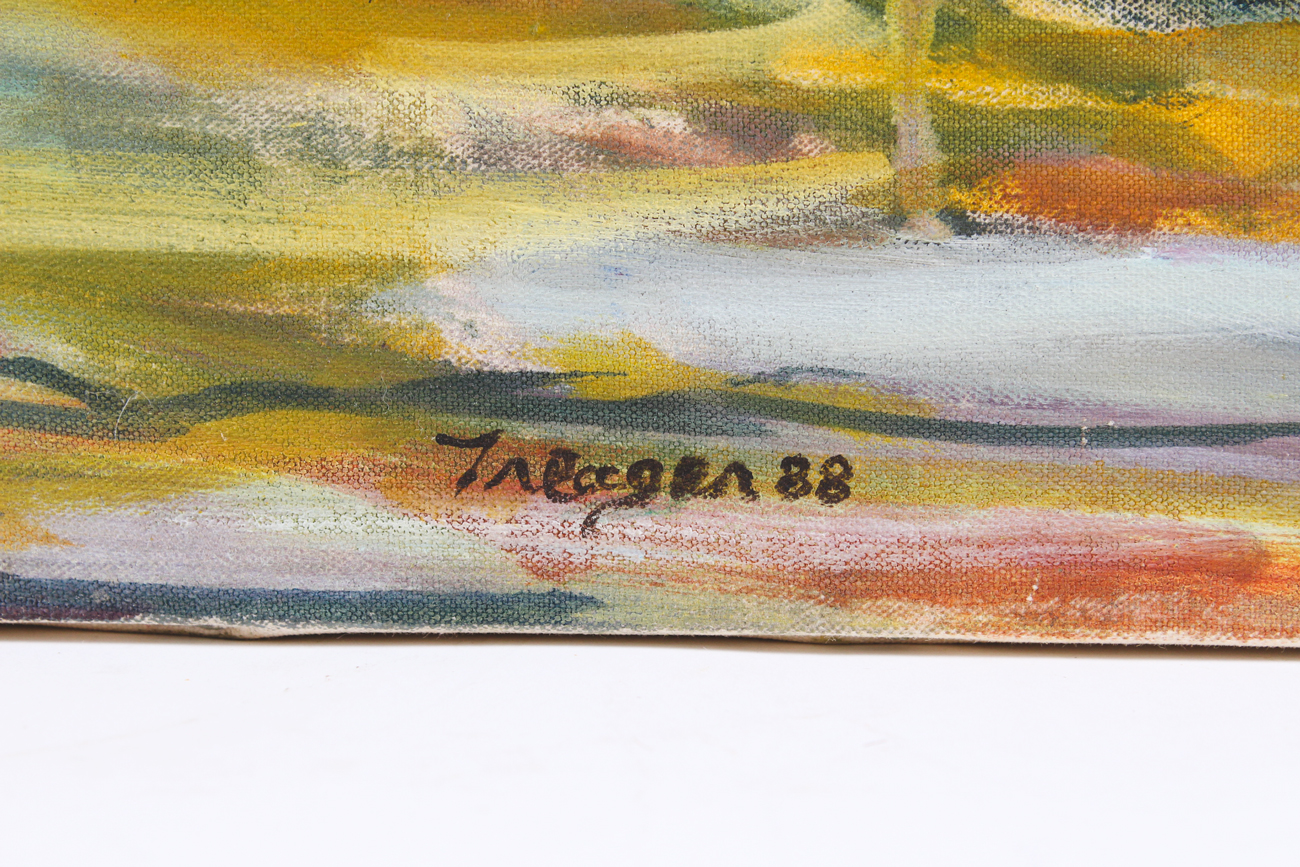 Pair of Vintage Brian Traeger Oil on Canvas Paintings