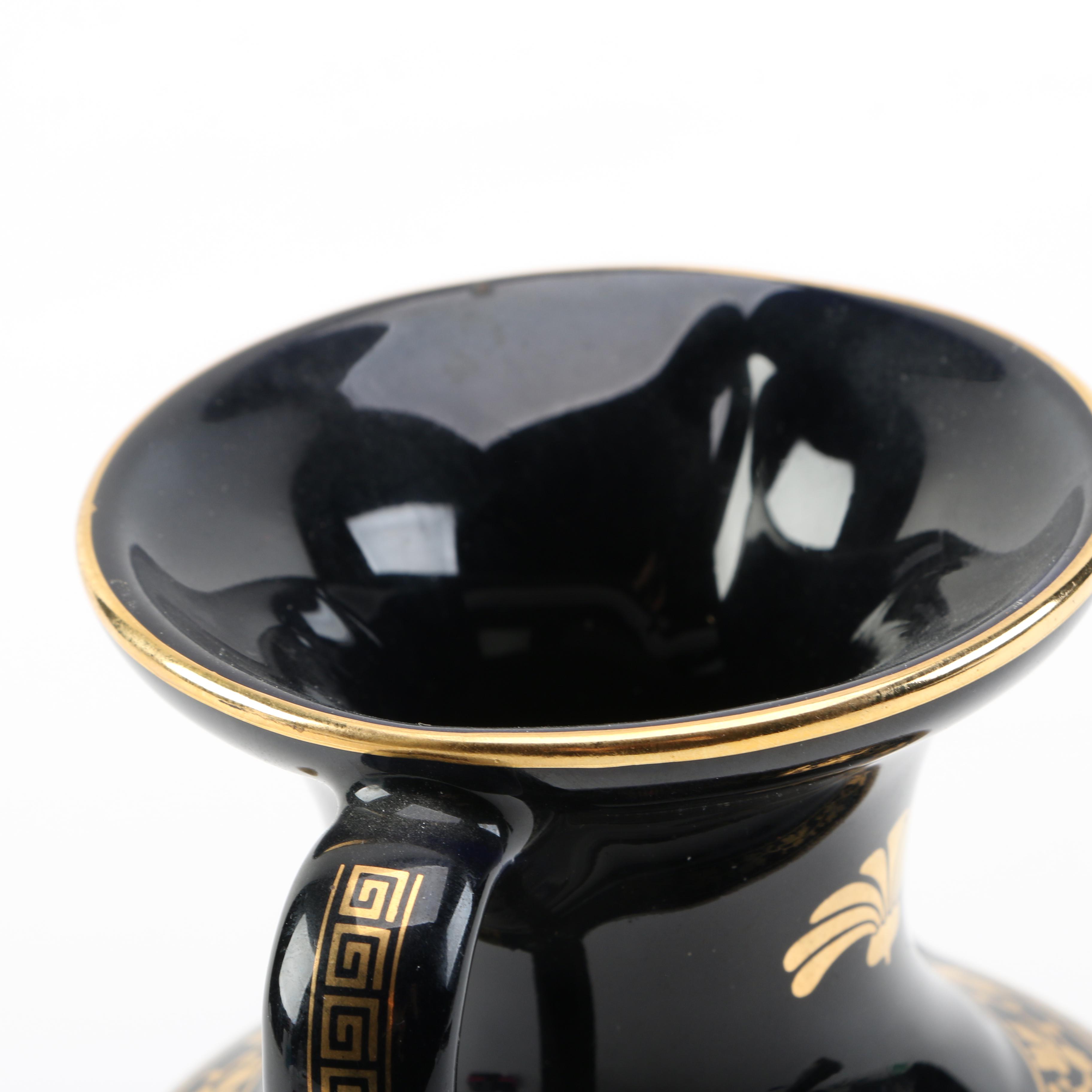 Contemporary Reproduction Grecian Urn with 24K Gold Detail