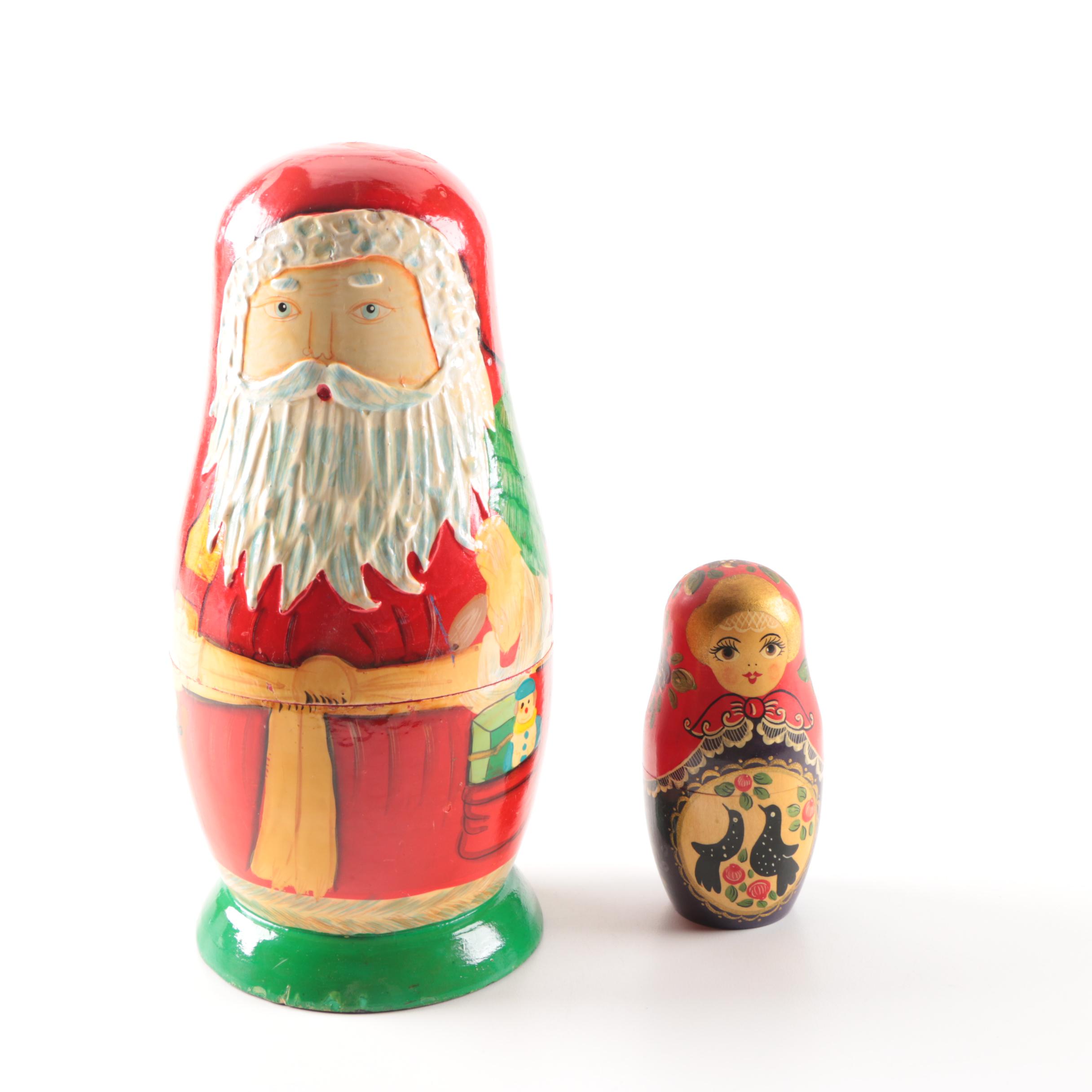 Traditional and Santa Matryoshka Nesting Dolls