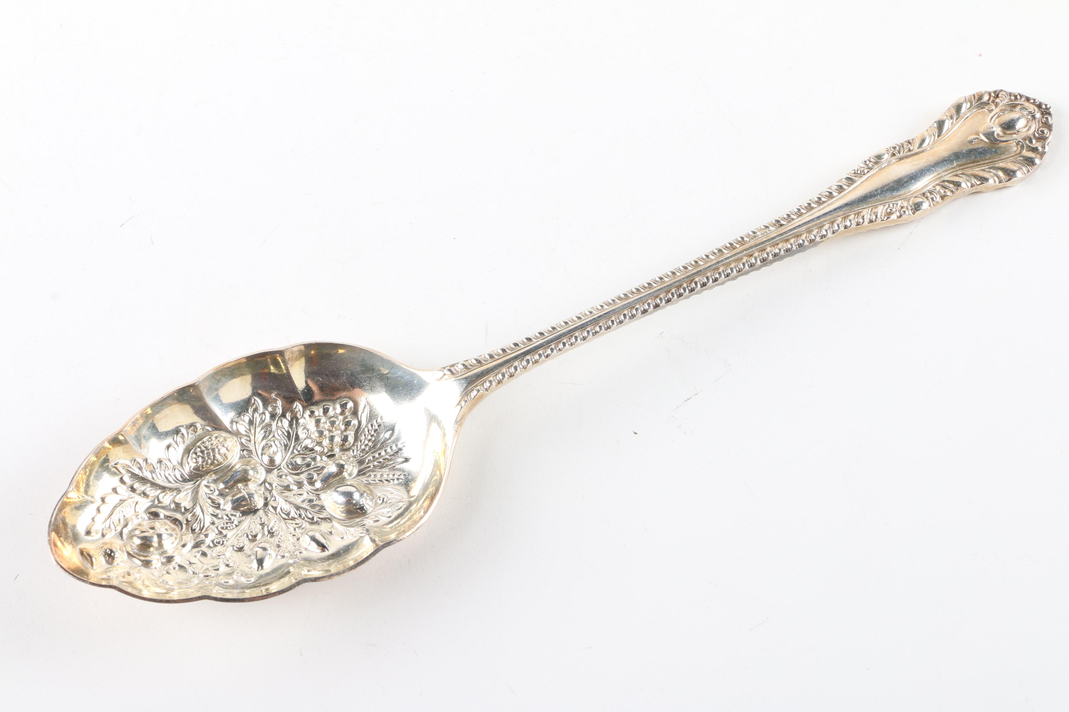 English and Italian Repoussé  Silver Plate Serving Utensils