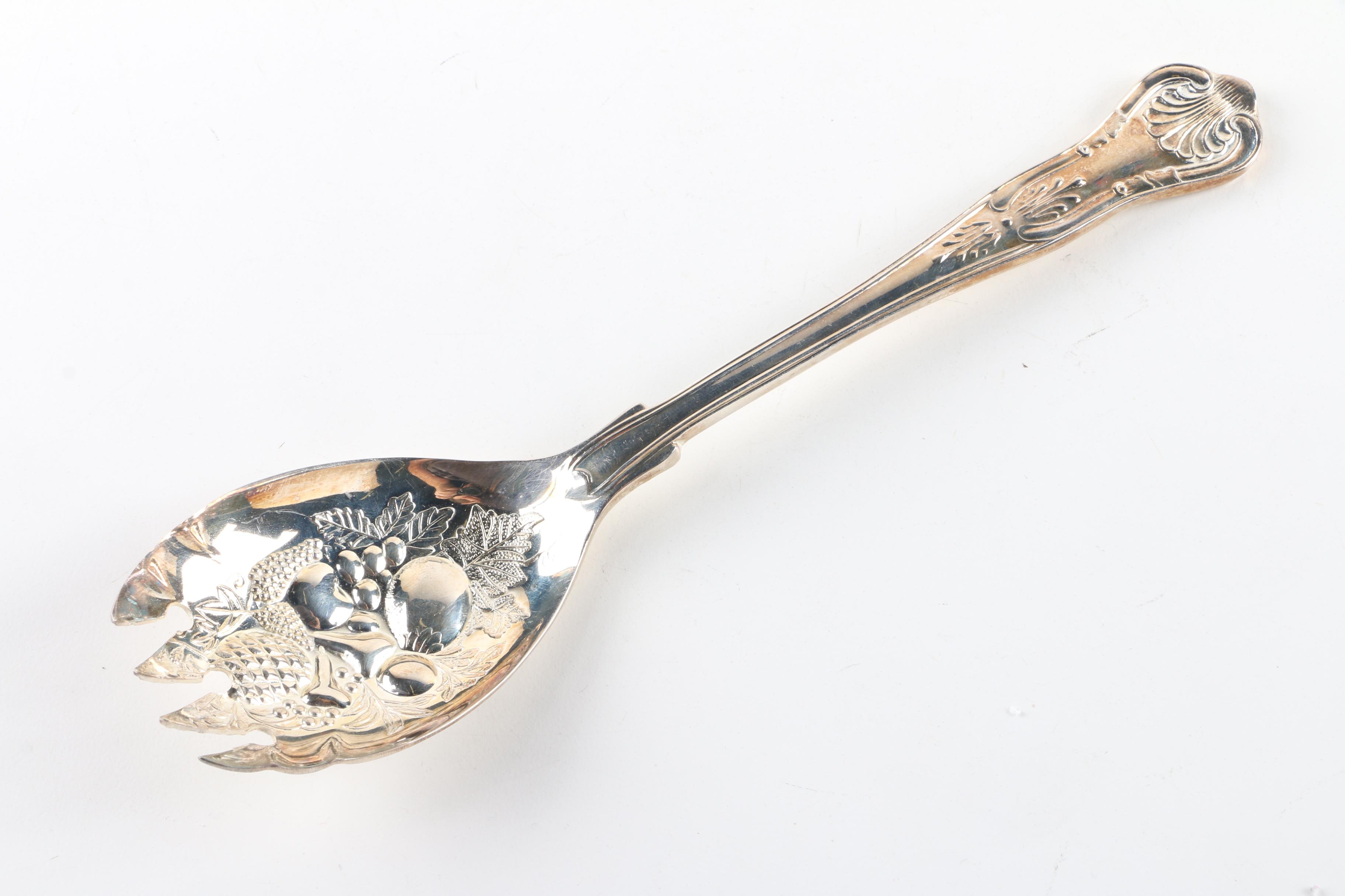 English and Italian Repoussé  Silver Plate Serving Utensils
