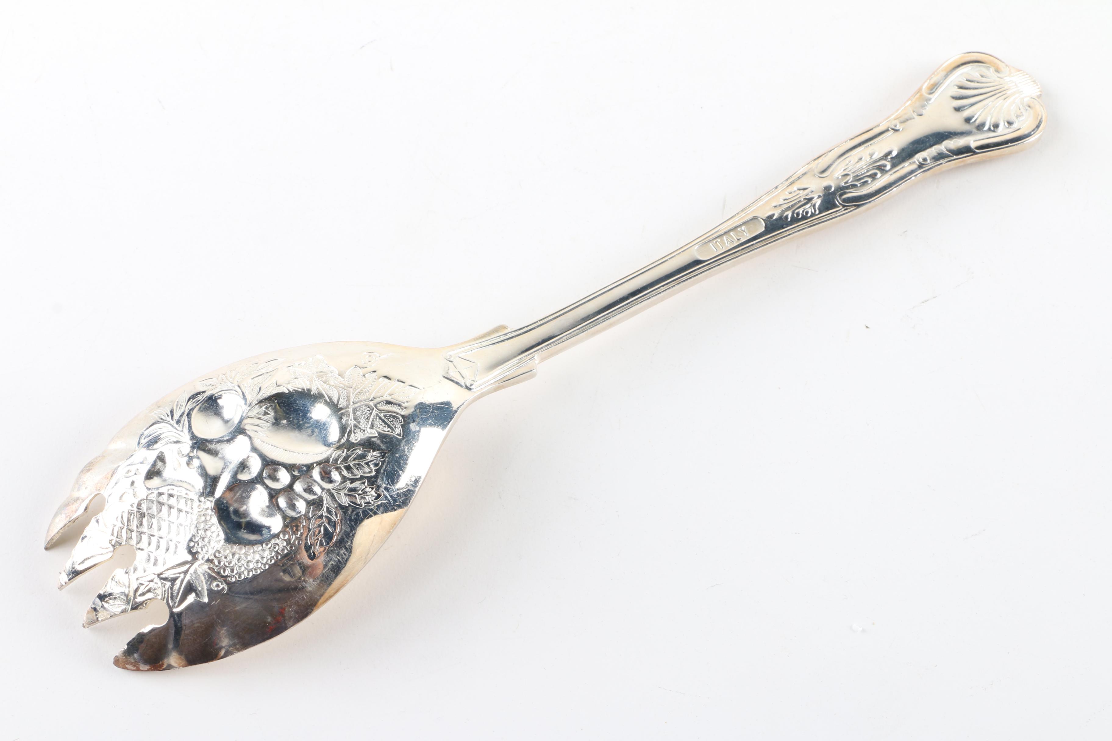 English and Italian Repoussé  Silver Plate Serving Utensils