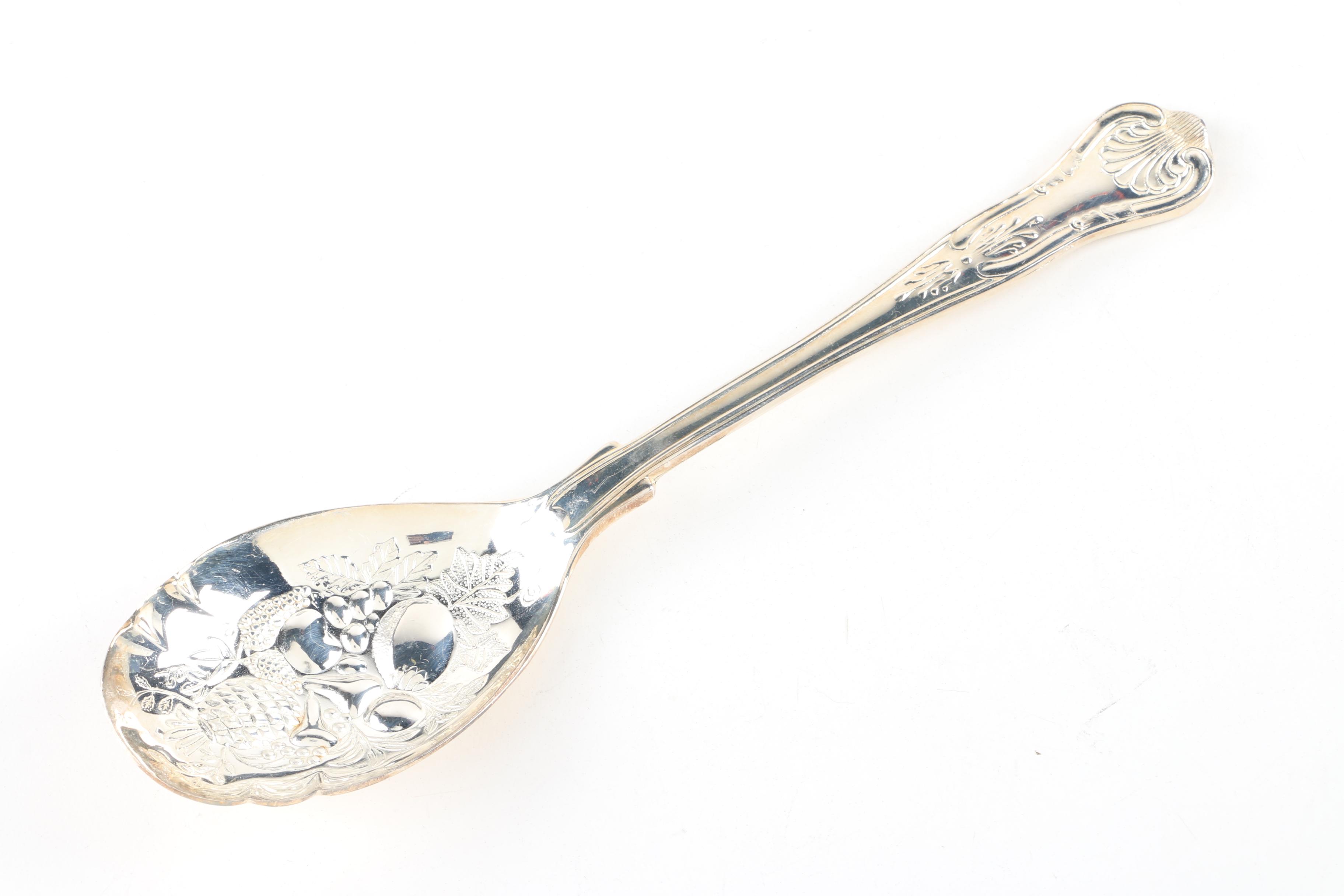 English and Italian Repoussé  Silver Plate Serving Utensils