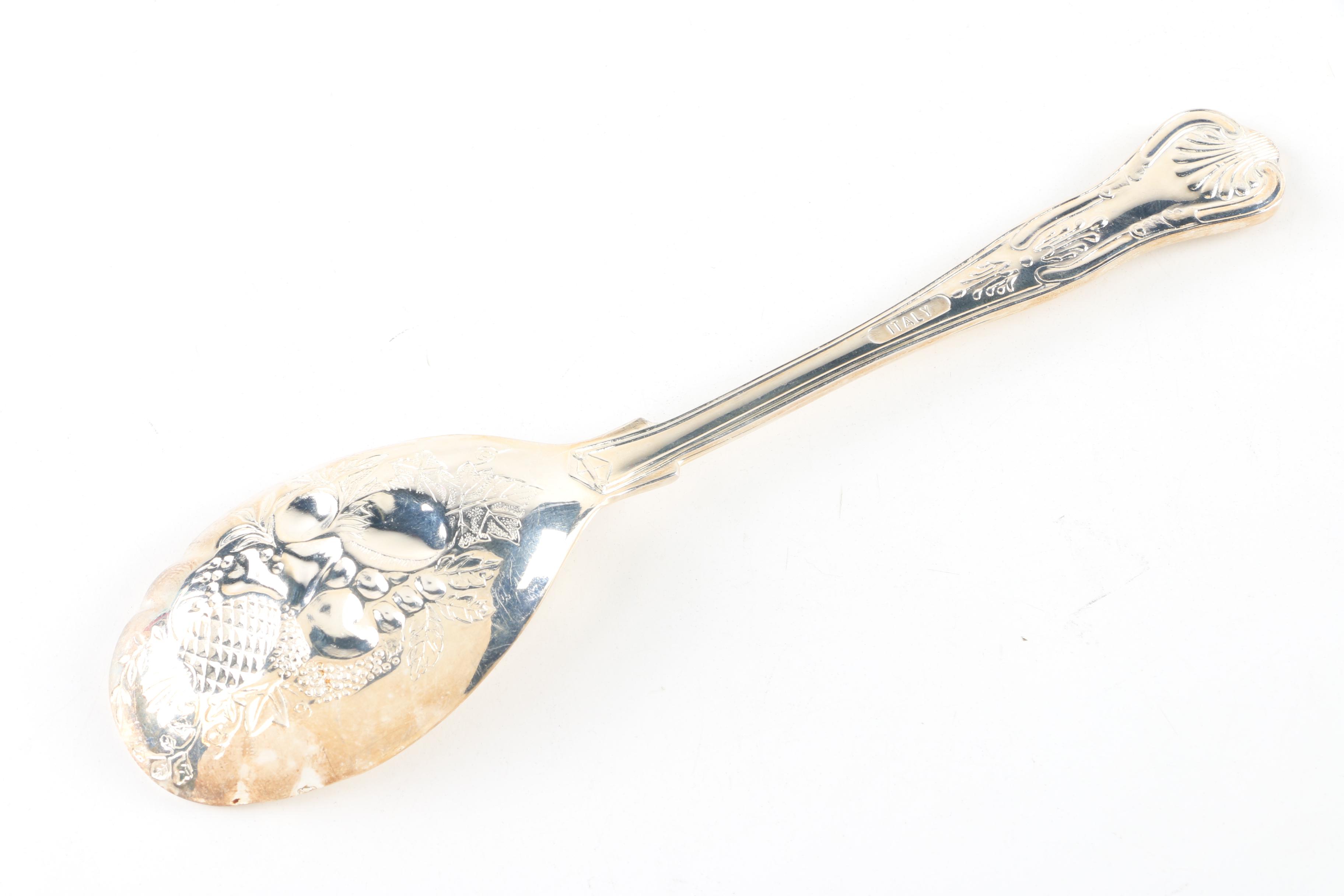 English and Italian Repoussé  Silver Plate Serving Utensils