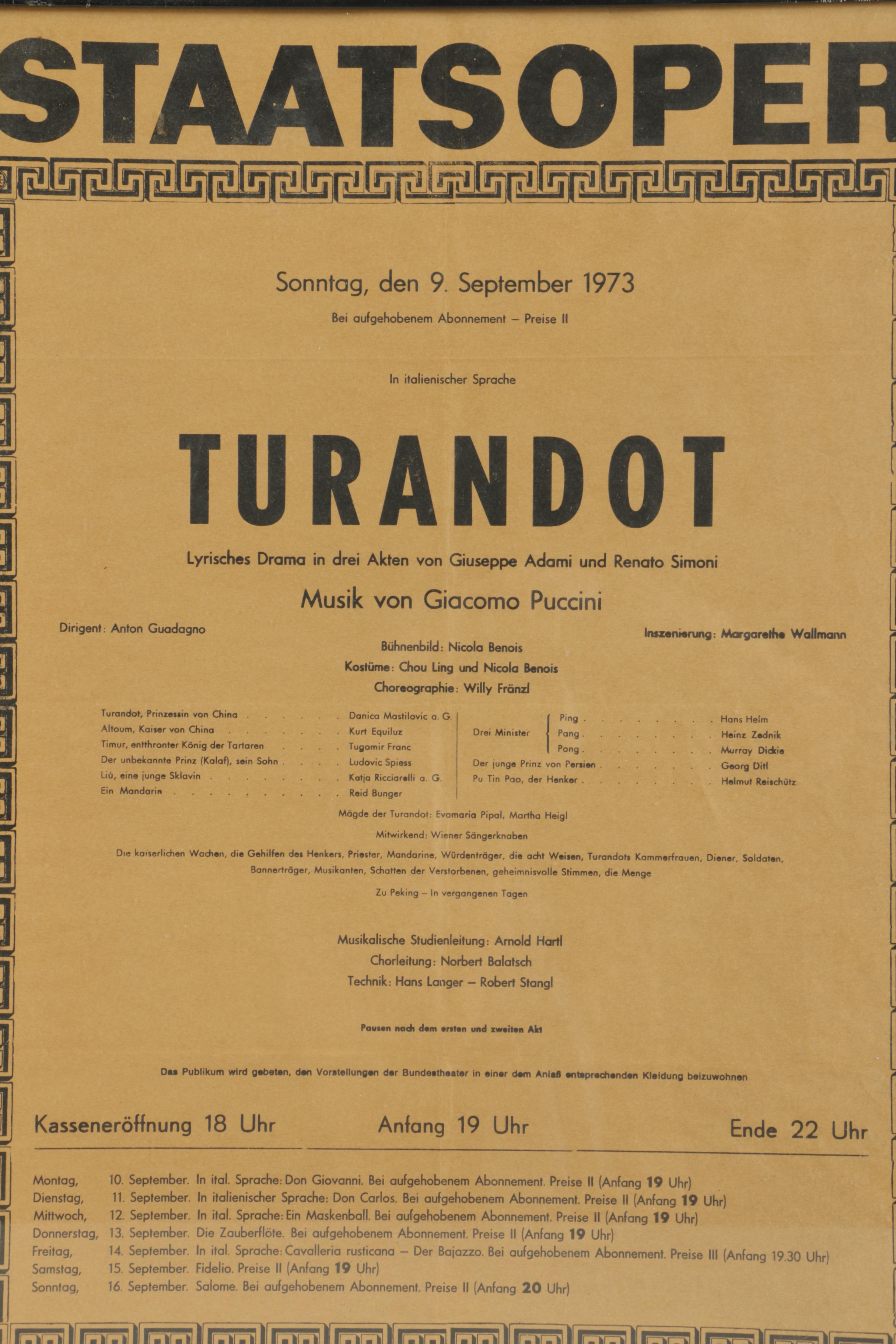 1973 Vienna State Opera Posters