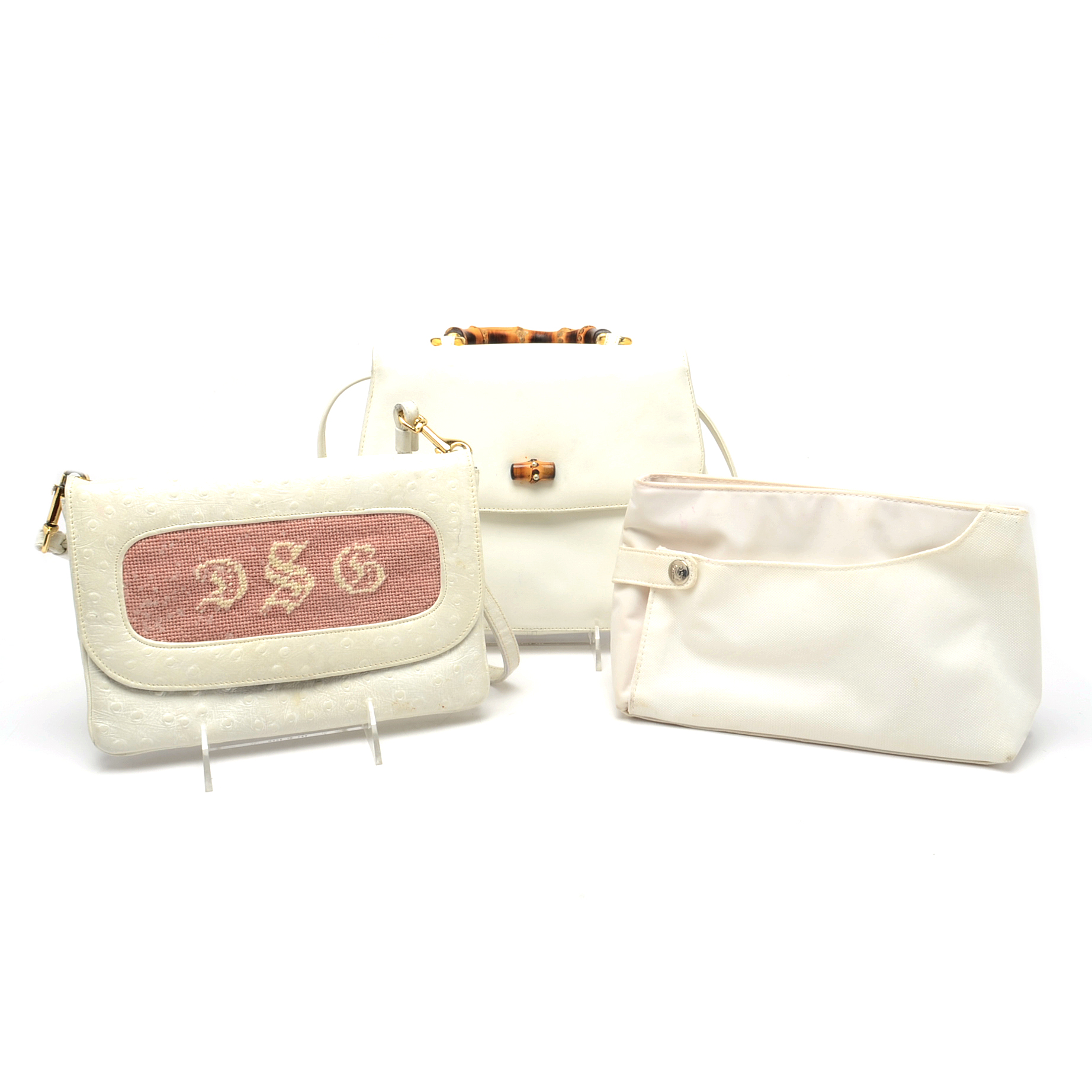 White handbags and Makeup Bag