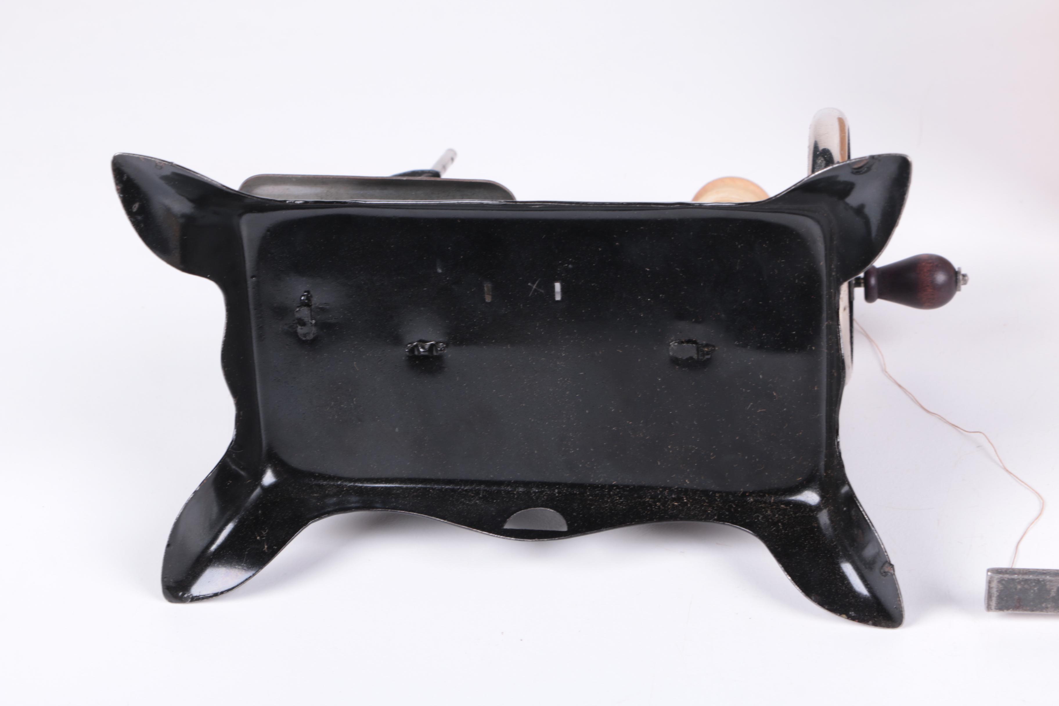 Ernst Plank Toy Sewing Machine with Box and Embroidered Sampler