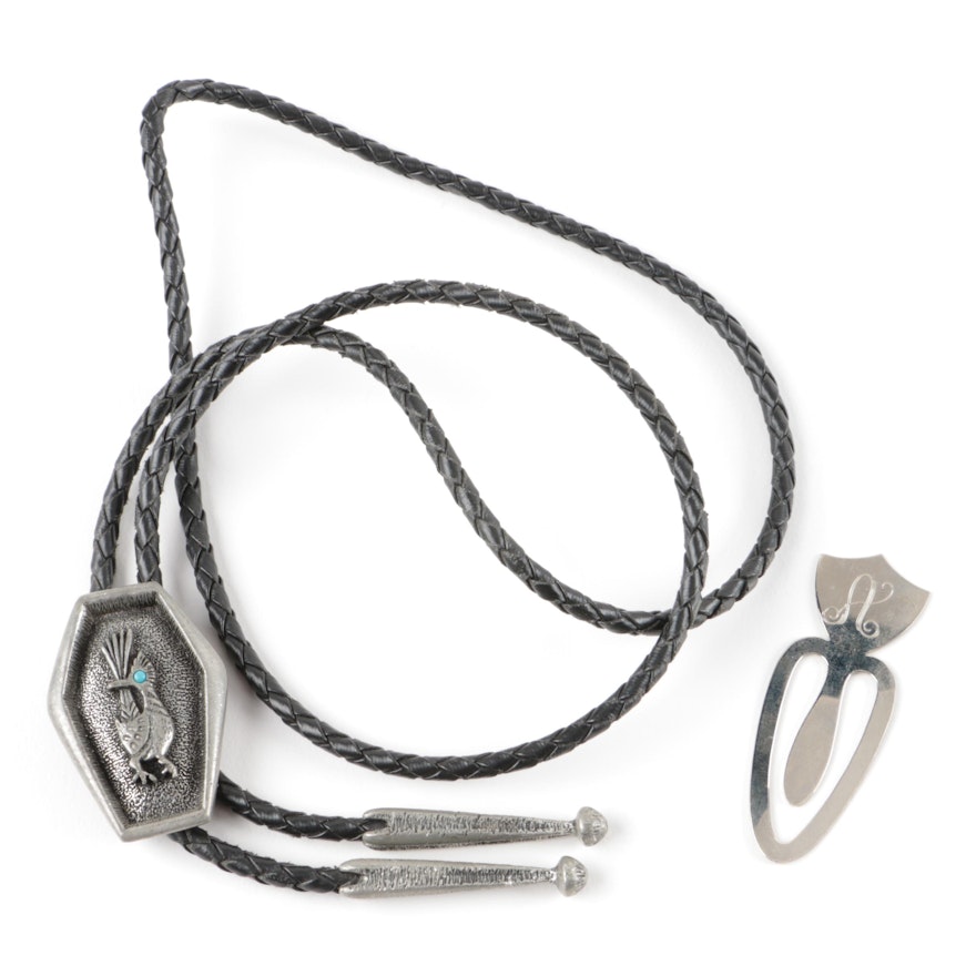 J. Ritter Bolo Tie With Concra Sterling Silver Bookmark