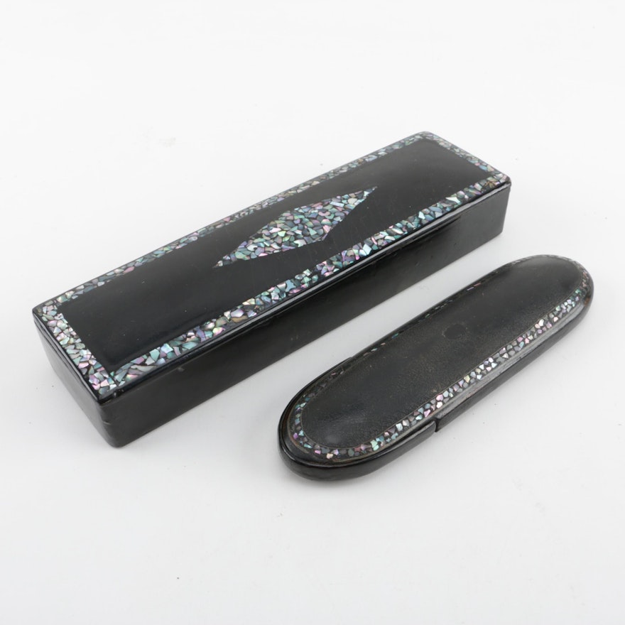 Abalone Accented Eyeglasses Case and Box