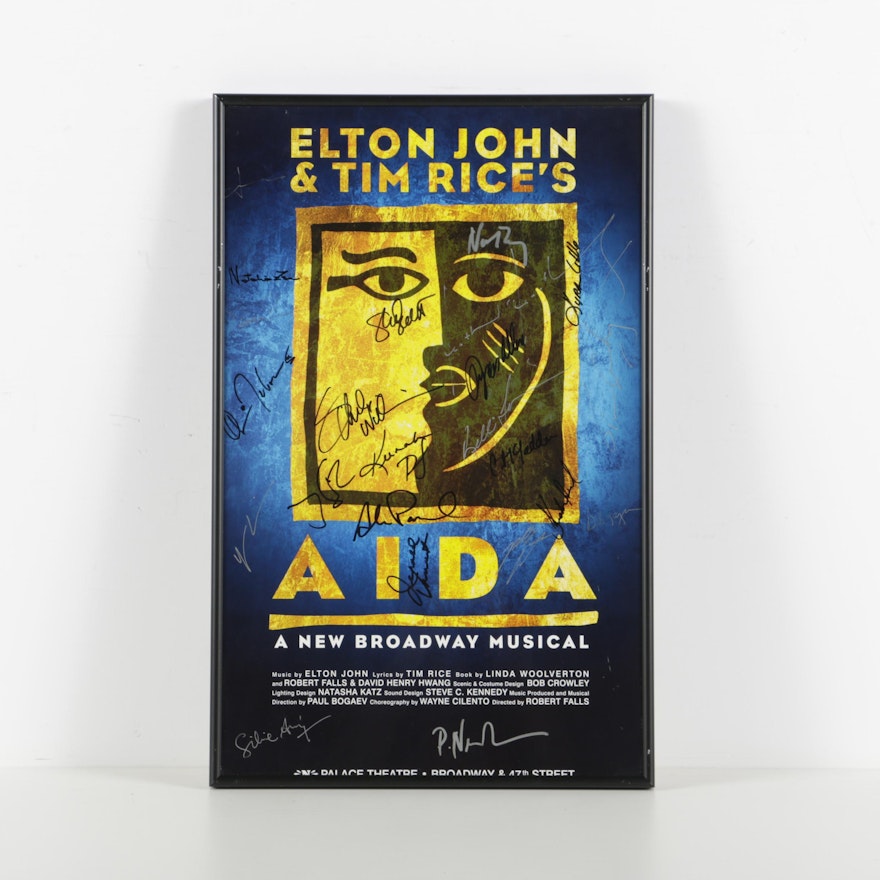 Cast-Signed Poster for Elton John and Tim Rice's "Aida" Musical on Broadway