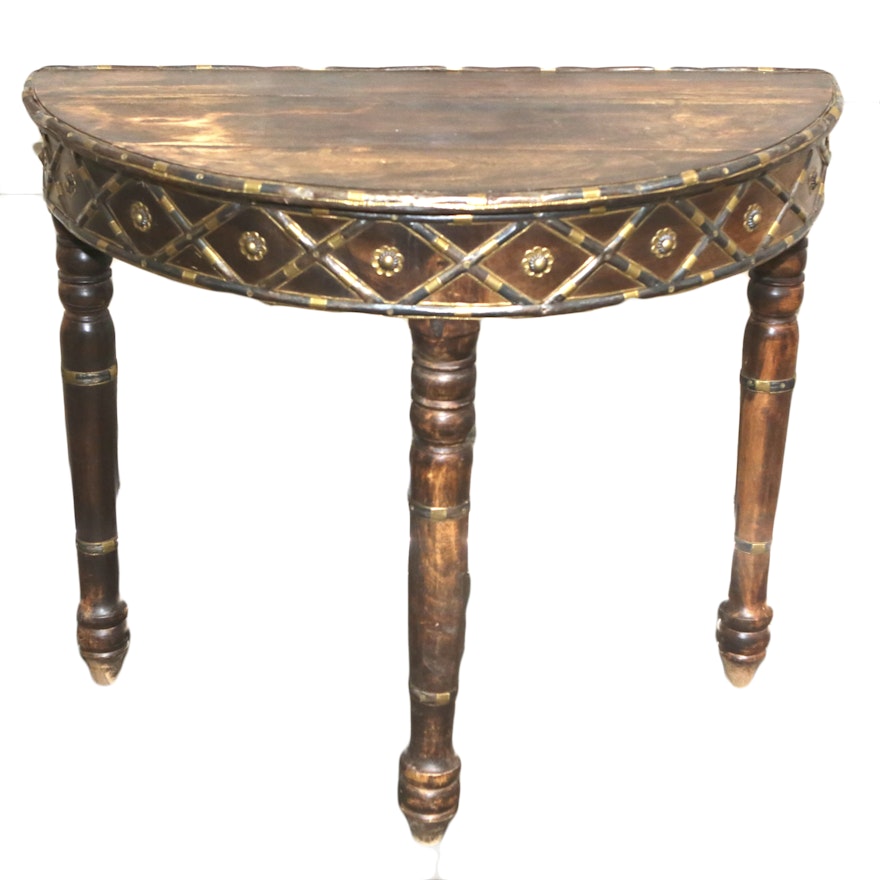 Moroccan Teak Demilune Table