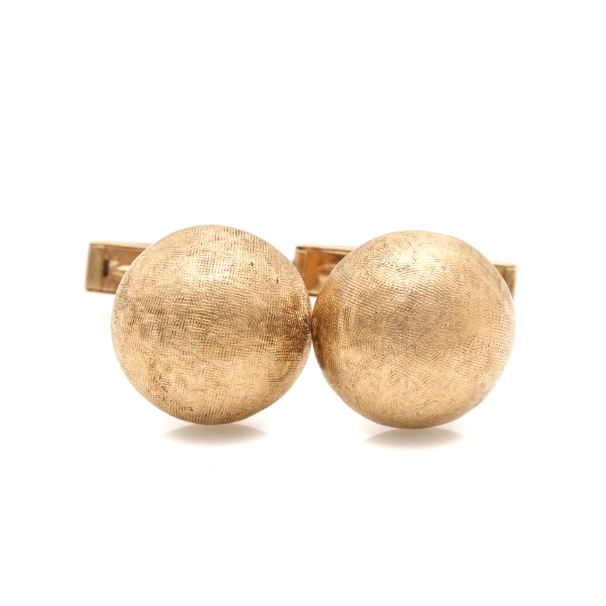 Vintage 14K Yellow Gold Button Cuff Links