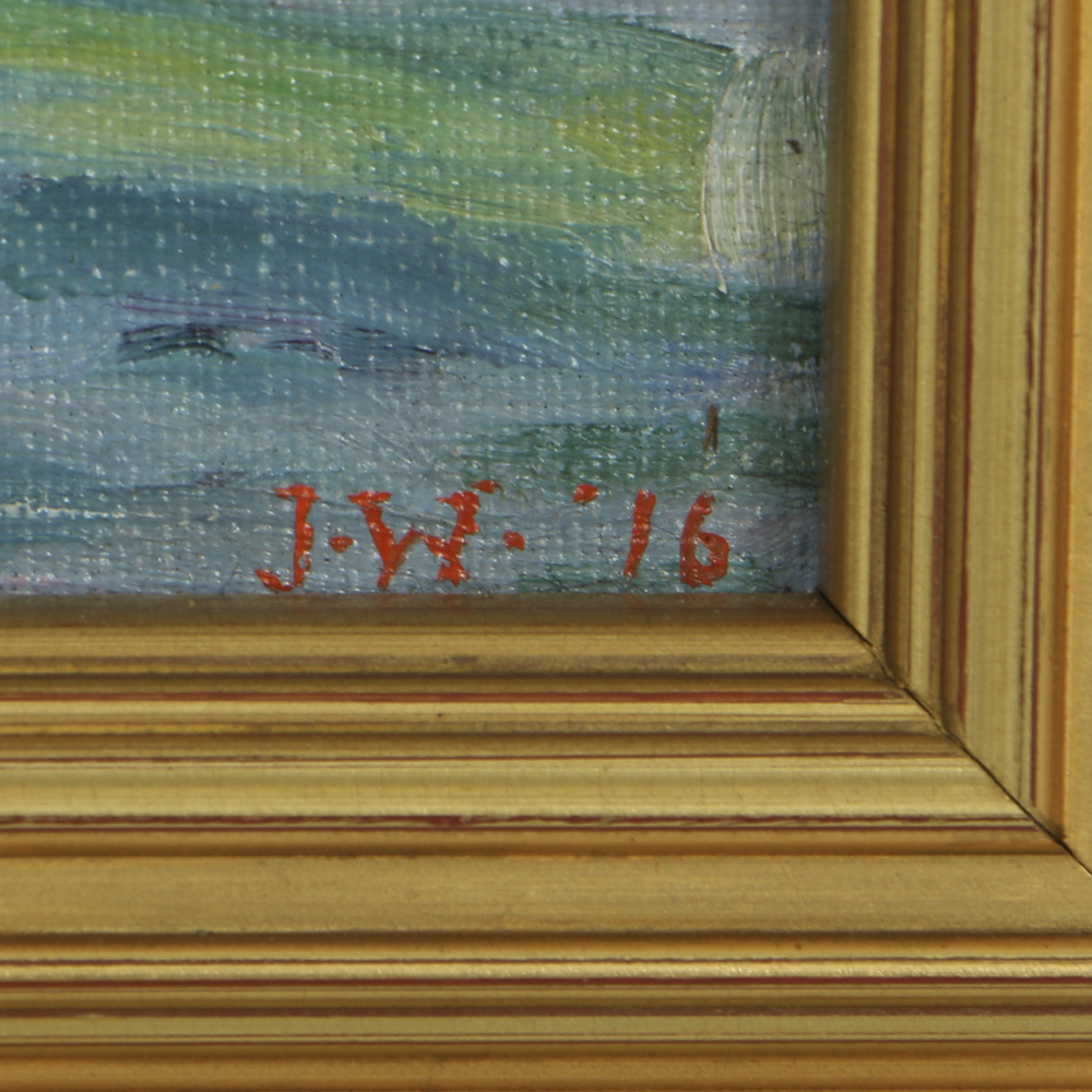 J. Alden Weir Oil Painting on Canvas Board of Impressionist Landscape