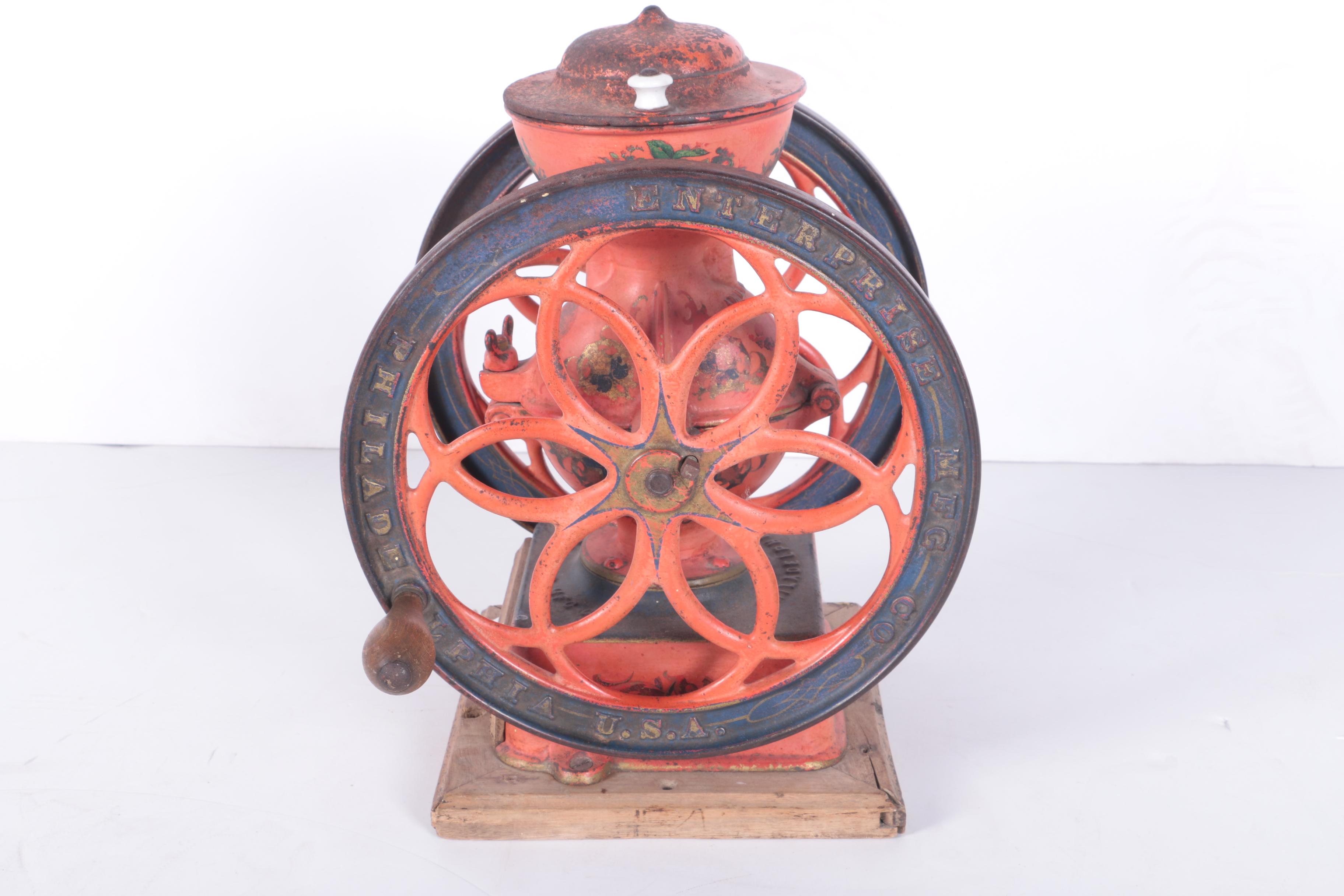 Vintage Enterprise Cast Iron Double Wheel Coffee Mill