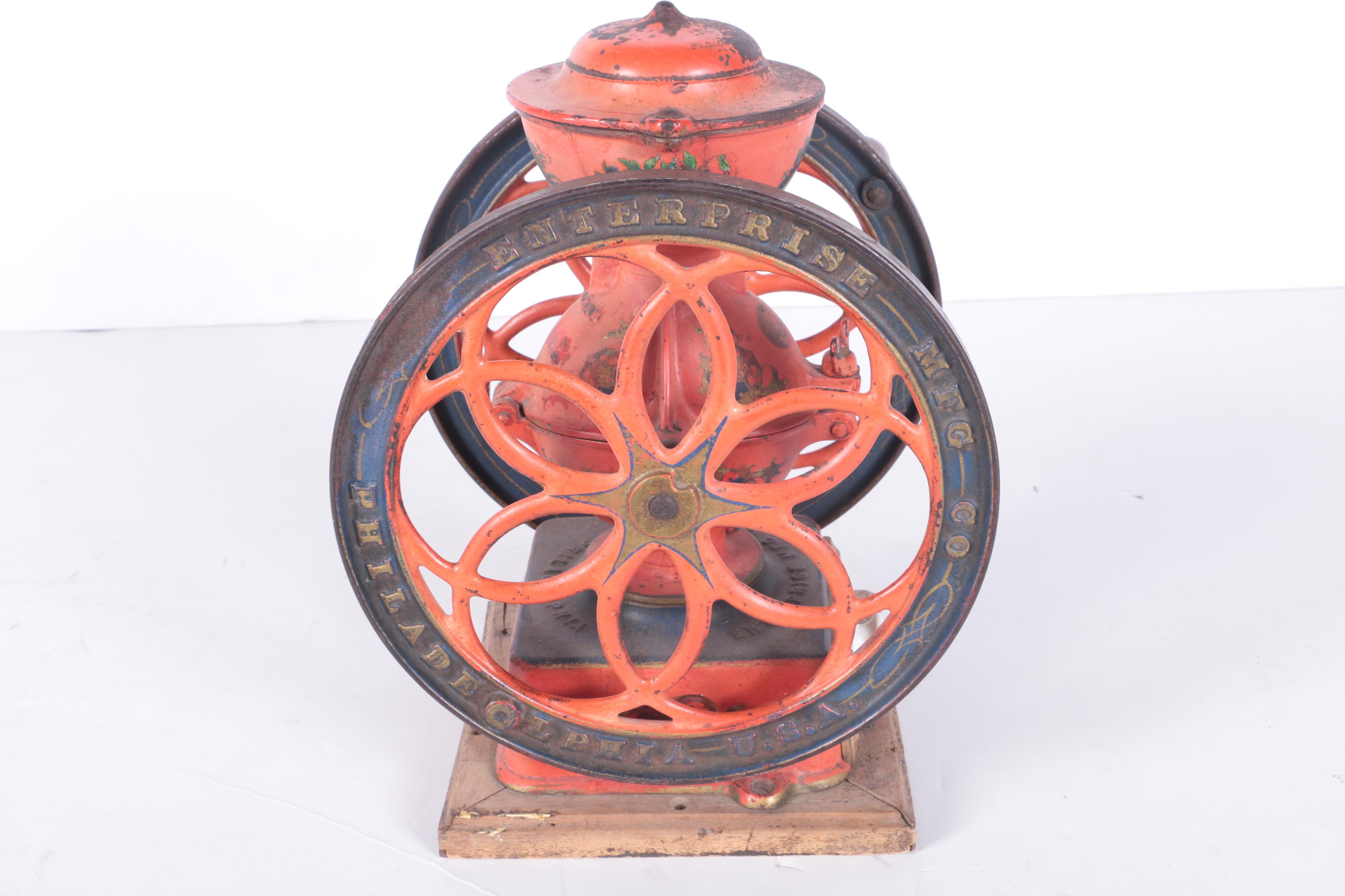 Vintage Enterprise Cast Iron Double Wheel Coffee Mill