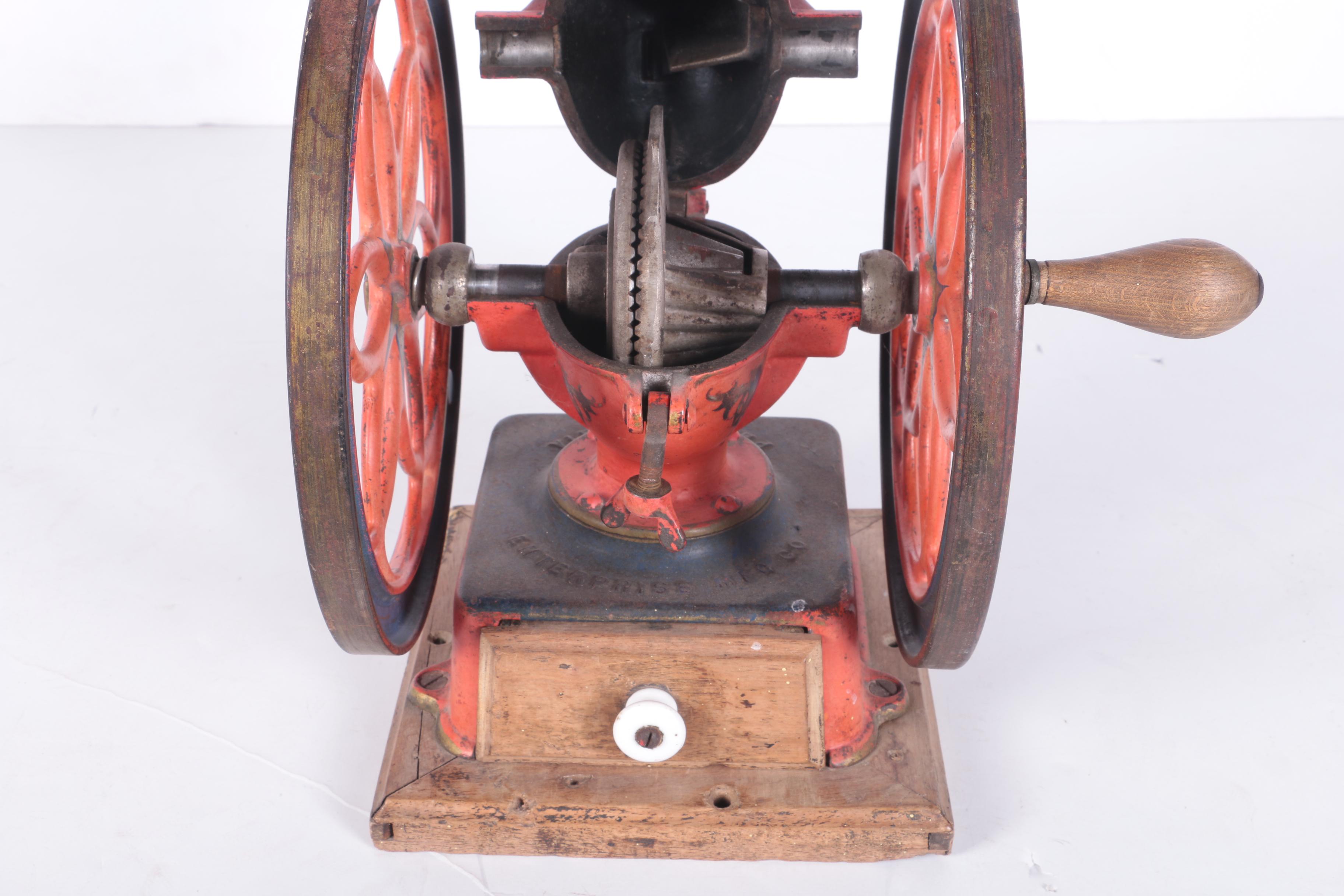 Vintage Enterprise Cast Iron Double Wheel Coffee Mill