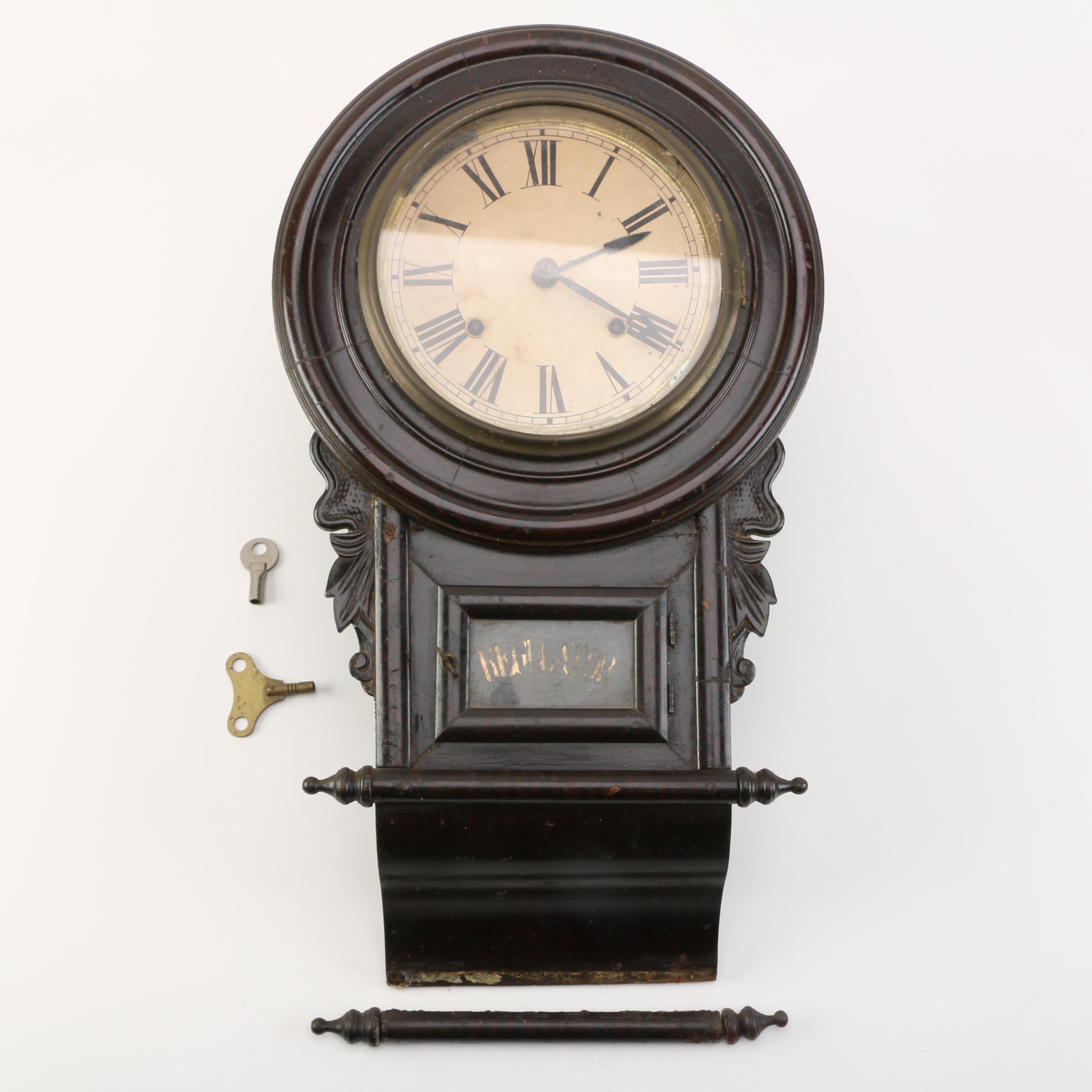 Vintage Wood Regulator Wall Clock