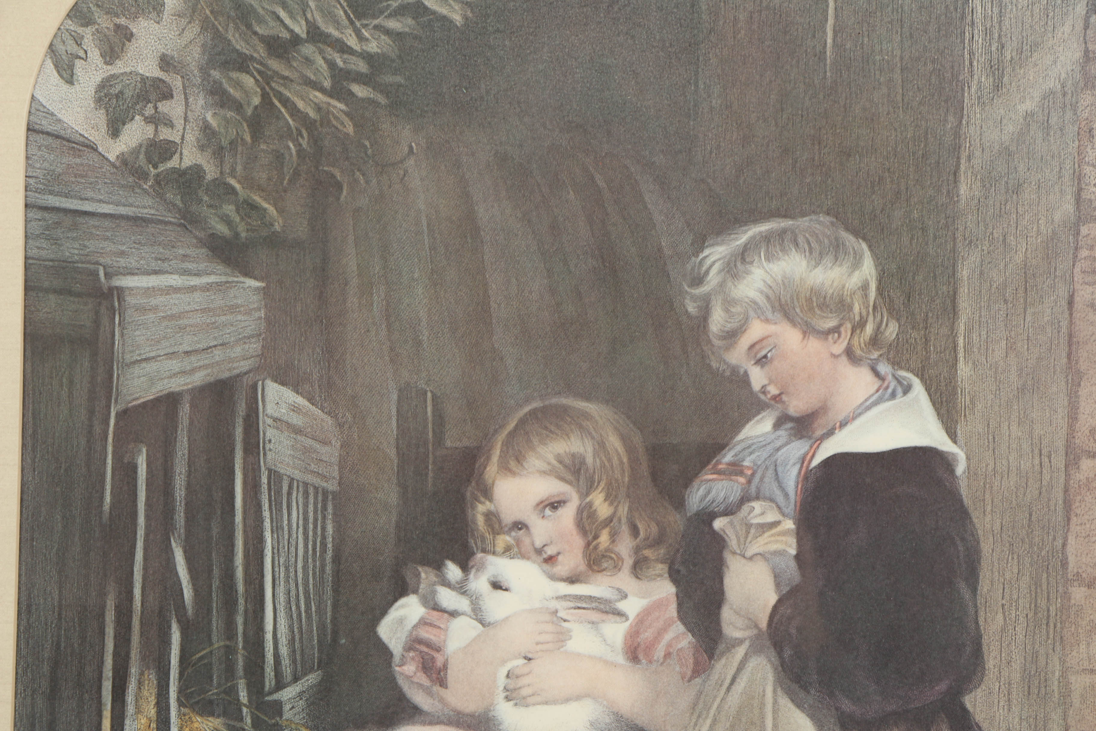 Offset Lithograph on Paper After Edwin Henry Landseer "Children and Rabbits"